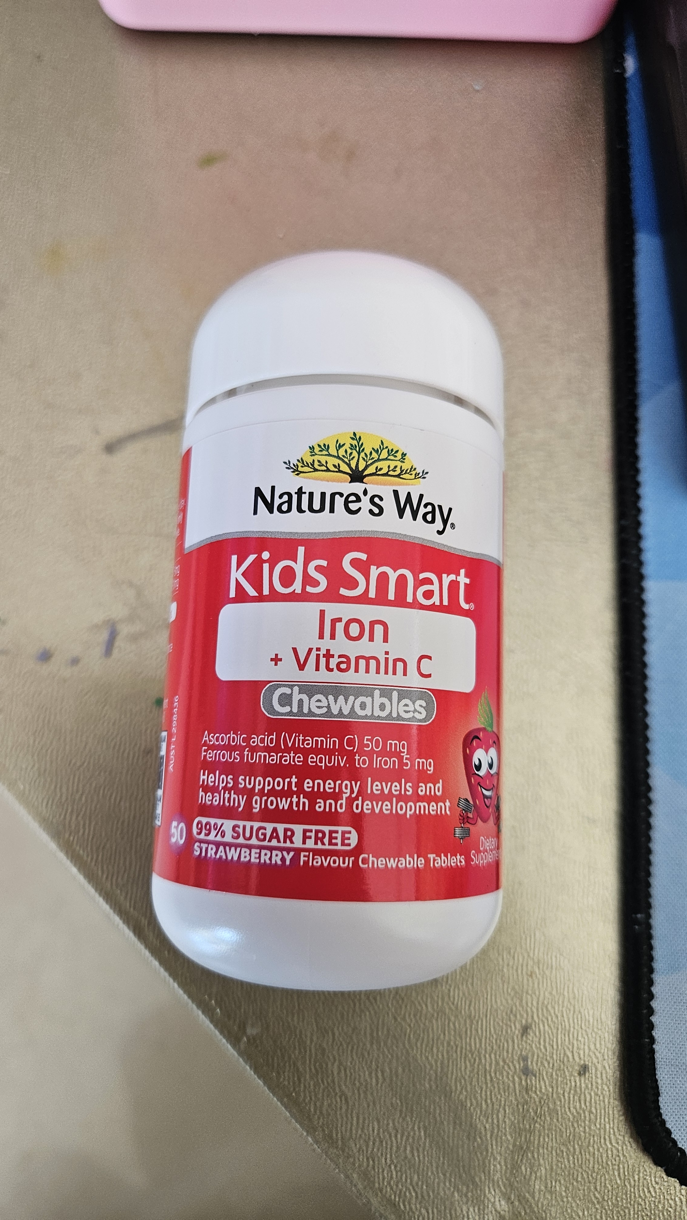 佳思敏（Nature's Way）叶黄素儿童护眼软糖保护视力青少年维生素C vc宝宝补钙免疫力dha 铁+VC咀嚼片【有机铁 脸蛋红润】 50粒*1瓶 实拍图
