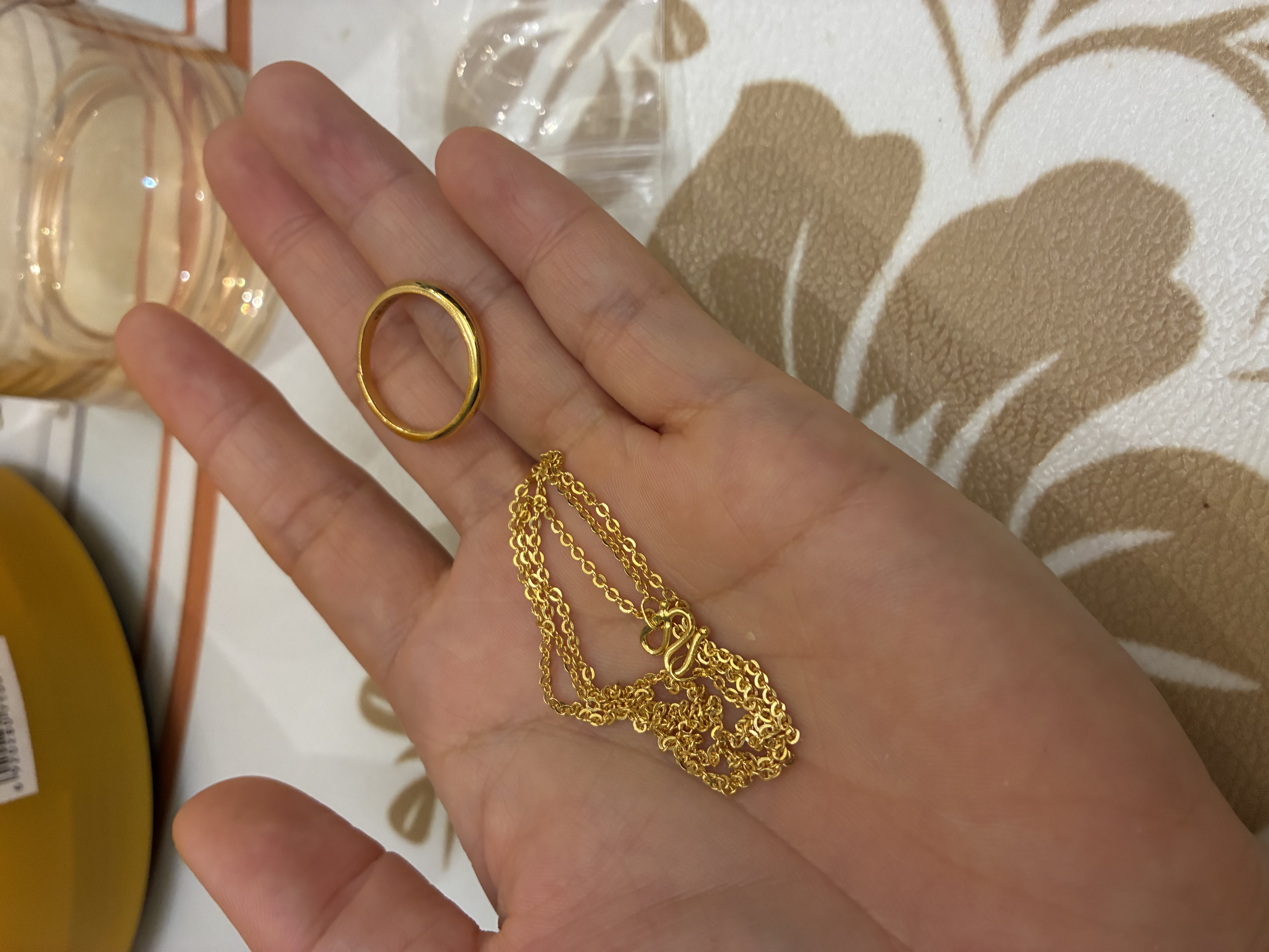 赛菲尔黄金项链女O字链足金细链简约百搭素链锁骨链送生日礼物 约4.21克 约43cm 实拍图