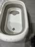 iuu婴儿洗澡盆 可折叠宝宝浴盆大号 洗澡神器躺托浴架新生儿童用品 【北欧灰-无线感温】+调节感温浴架+脸盆*3 材质：FDA食品级材质检测认证 实拍图