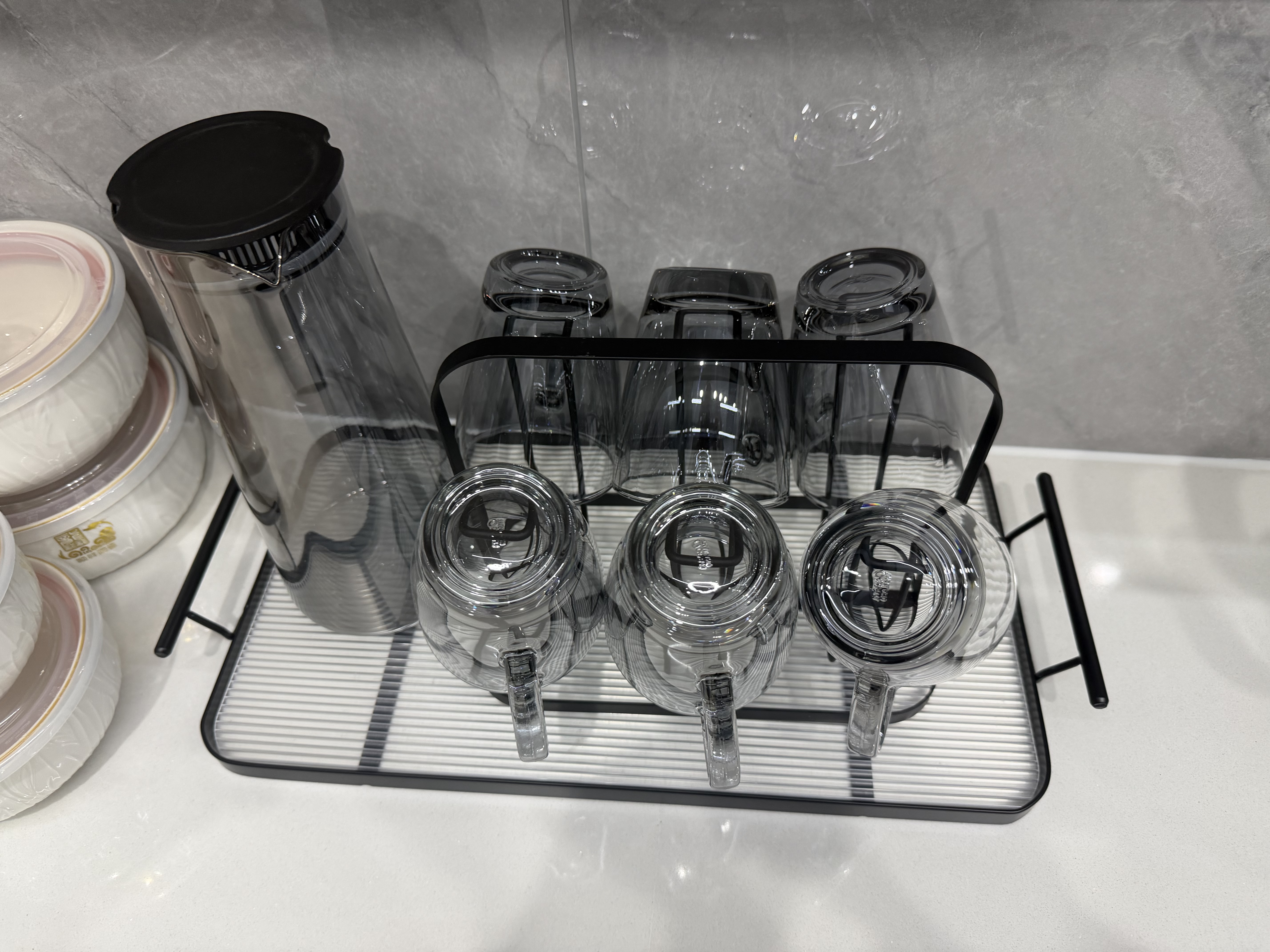 Ocean玻璃把手杯水具套装家用待客茶杯320ml赠耐热壶杯架托盘 实拍图
