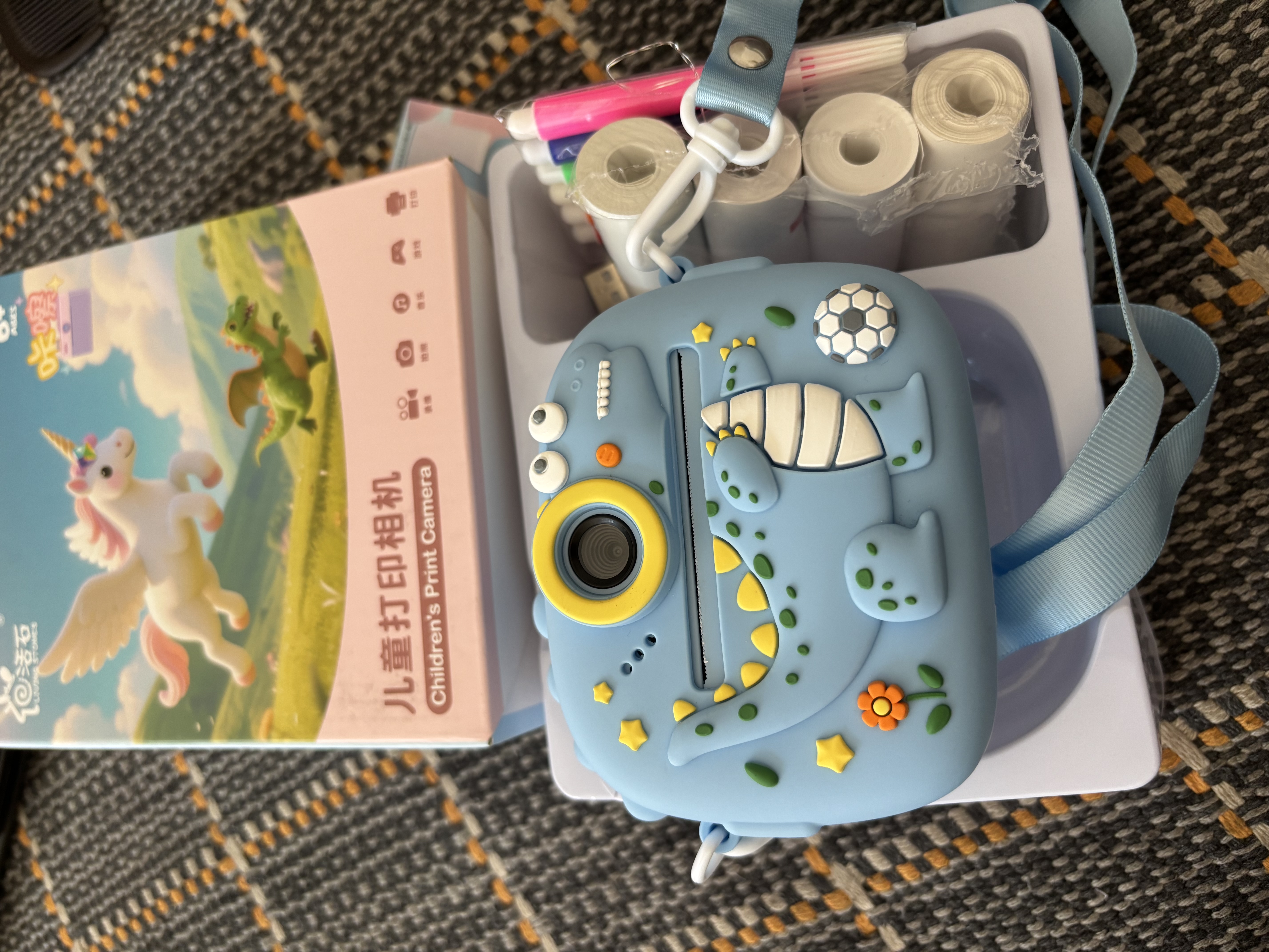 活石拍立得儿童照相机7-14岁女孩生日礼物可直接出打印照片彩色6-12岁 蓝【彩色打印5卷+128G+全包胶套+背带+精美礼盒】 六一儿童节礼物女孩2026火的玩具6-12岁10岁9岁8岁9岁7 实拍图