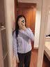 优衣库纽花圆领针织开衫女装488288 60 浅蓝色 M 实拍图