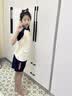 羽克儿童泳衣女童2026新款两件套保守分体式中大童学生速干训练泳装 米白色 165 (2XL-建议150-165重90-112斤）带胸垫 实拍图