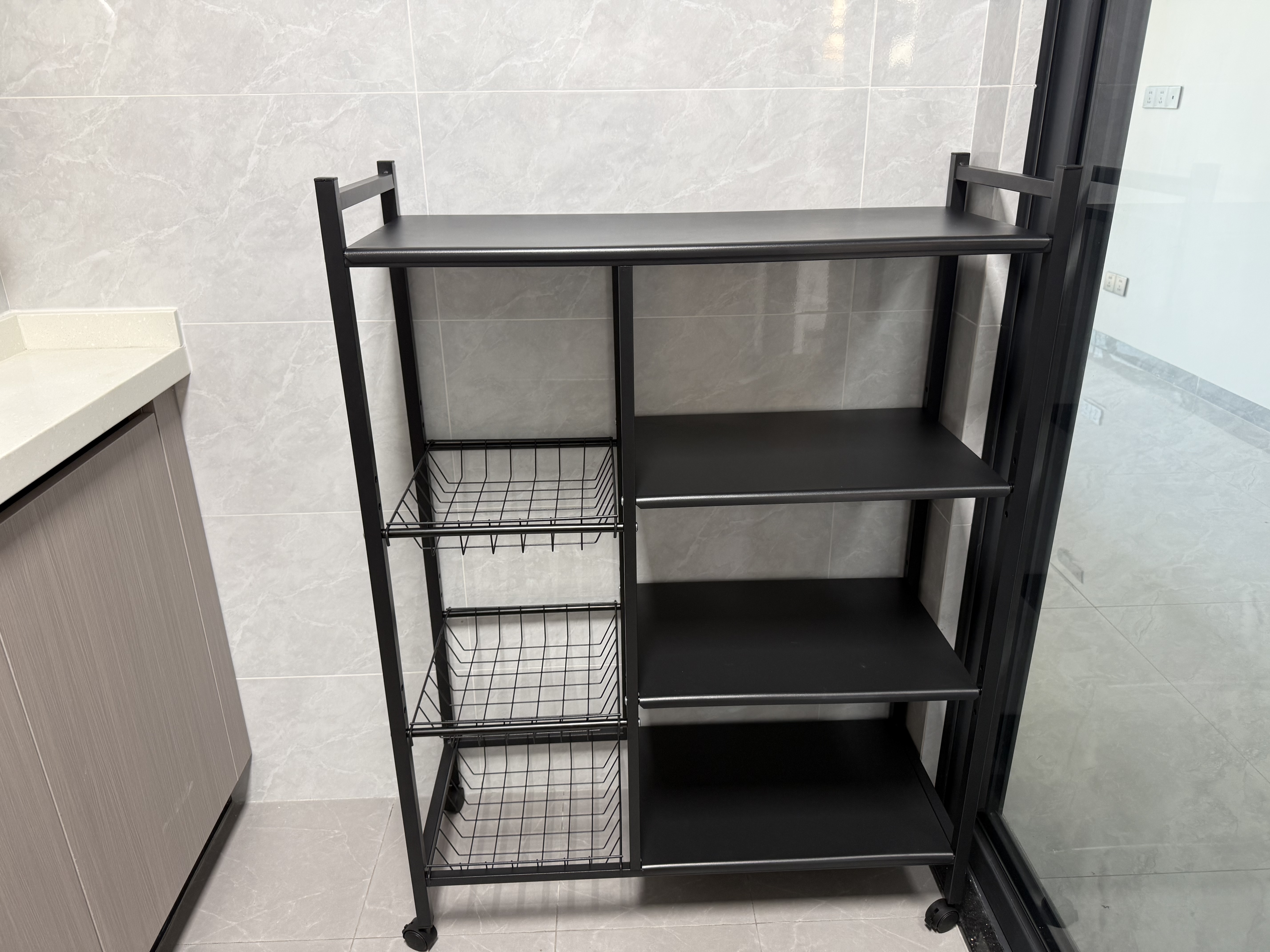 全品屋厨房置物架落地多功能用具层架收纳家用水果蔬菜篮子储物货架348 实拍图