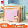 得力（deli)开学文具大背宽加厚双层透明科目袋文件袋透明文具收纳袋a4学科袋拉链袋作业组合装 混色 实拍图