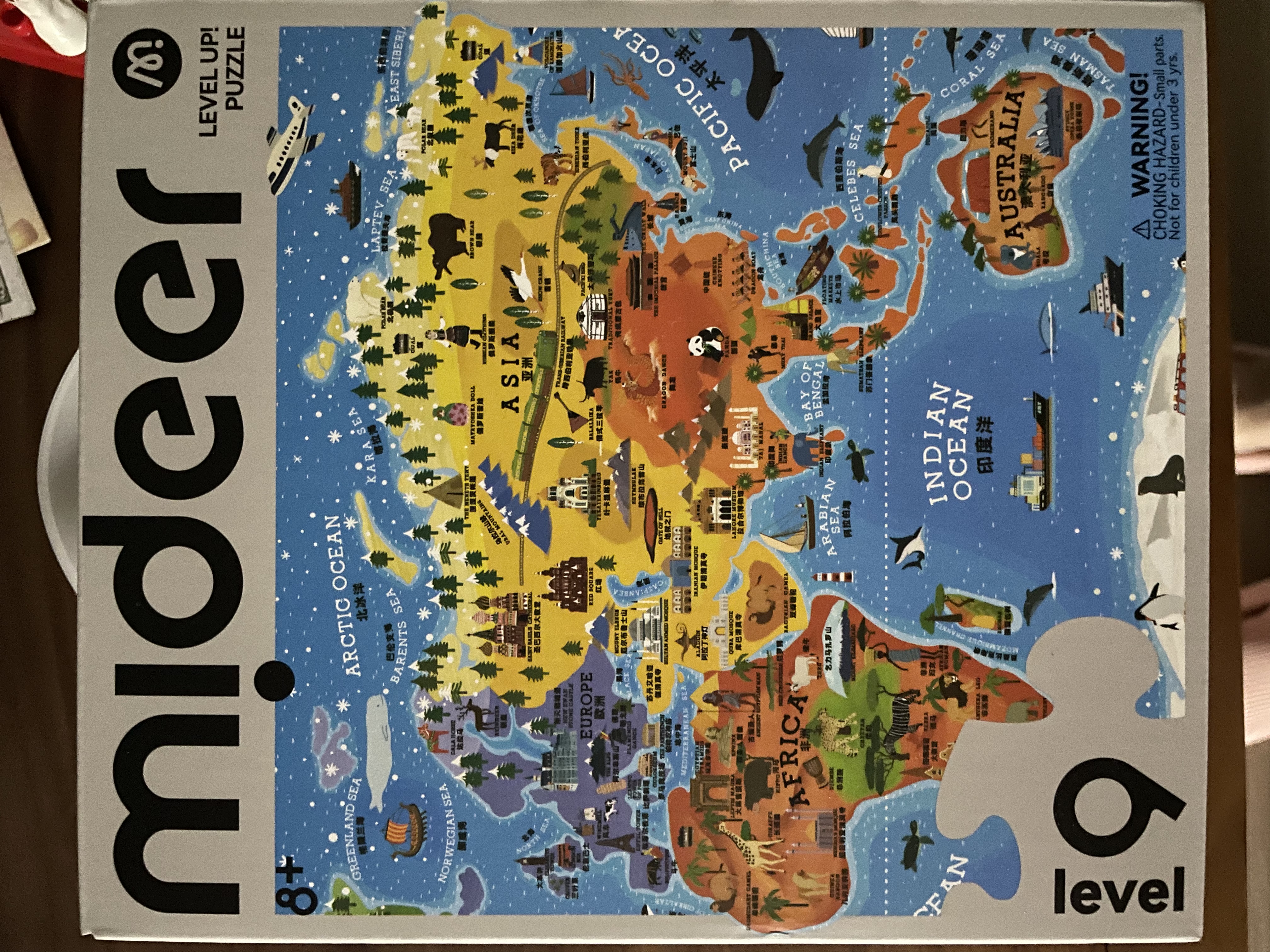 弥鹿（MiDeer）进阶拼图大块纸质拼图9阶-世界地图和中国地图(收纳袋款)儿童礼物 实拍图