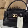 CHARLES&KEITH鳄鱼纹凯莉包手提斜挎婚包包女包生日礼物送女友CK2-50270880-1 Black黑色 S 实拍图