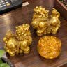 缤越黄铜貔貅招財风水摆件公母一对聚宝盆套装皮丘店铺开业装饰品客厅 实拍图