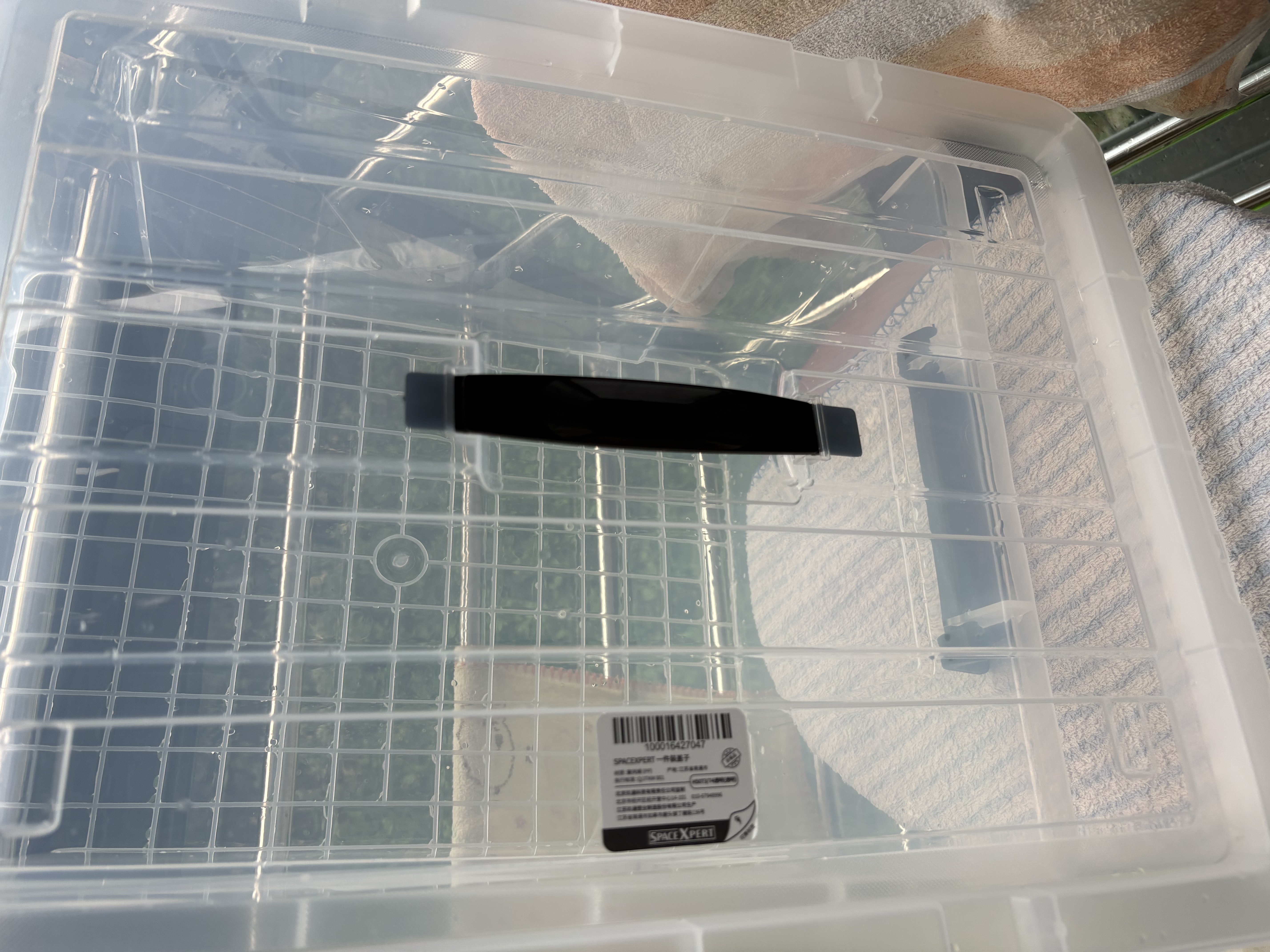 SPACEXPERT 衣物收纳箱特大号塑料整理箱车载储物箱35L透明 1个装 带提手 实拍图