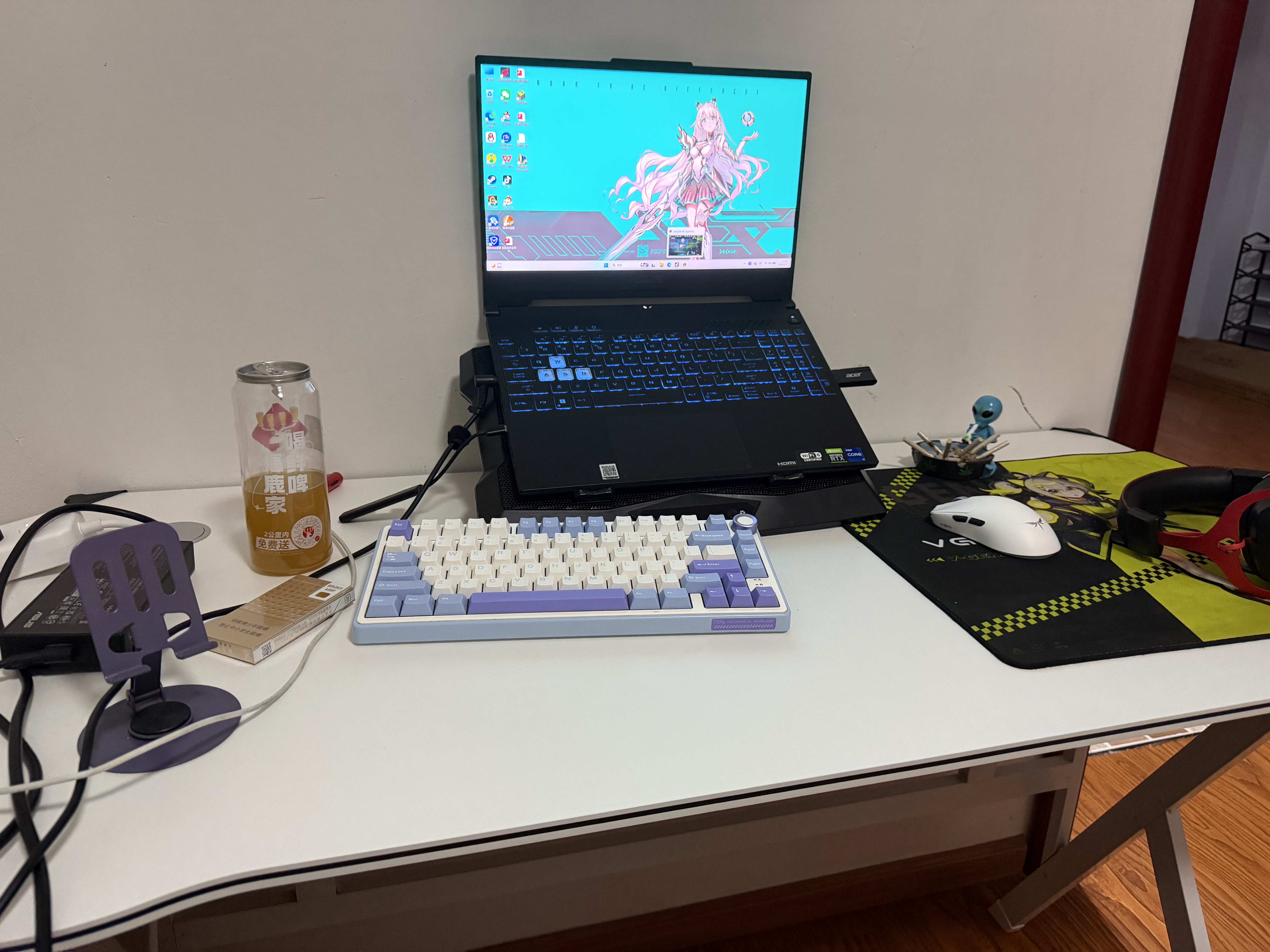 姗姗木艺电脑桌家用台式电竞游戏桌办公学习书桌现代简易卧室桌子 实拍图