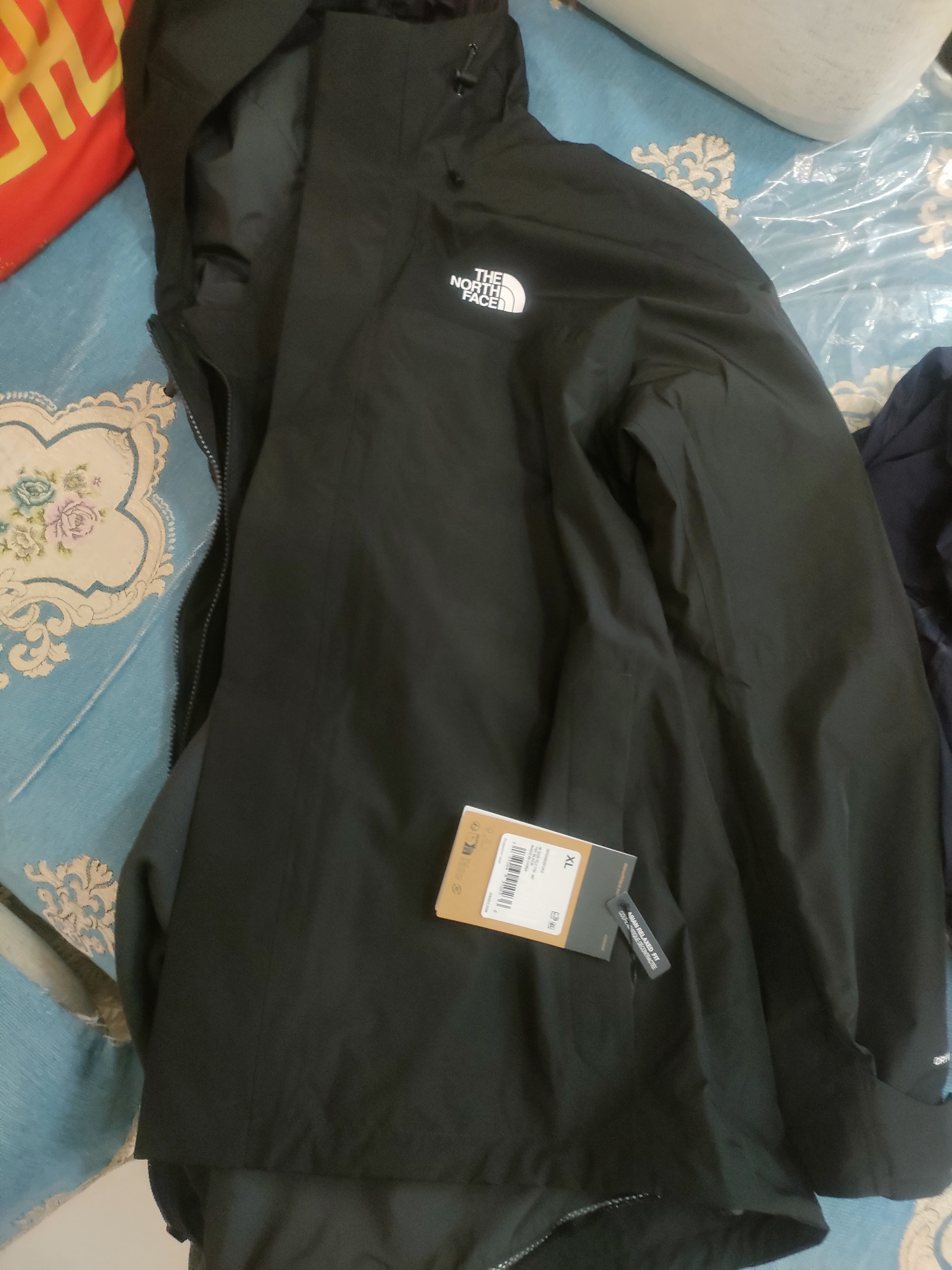 北面（The North Face）三合一冲锋衣外套男硬壳防水防风抓绒内胆连帽 JK3/黑色 XL 实拍图