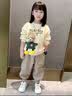 G.duck女童套装春秋季4-6岁7新款洋气厚加绒女孩长袖卫衣儿童衣服 杏色套装【春秋款】 110 适合100-110cm年龄4-5岁 实拍图