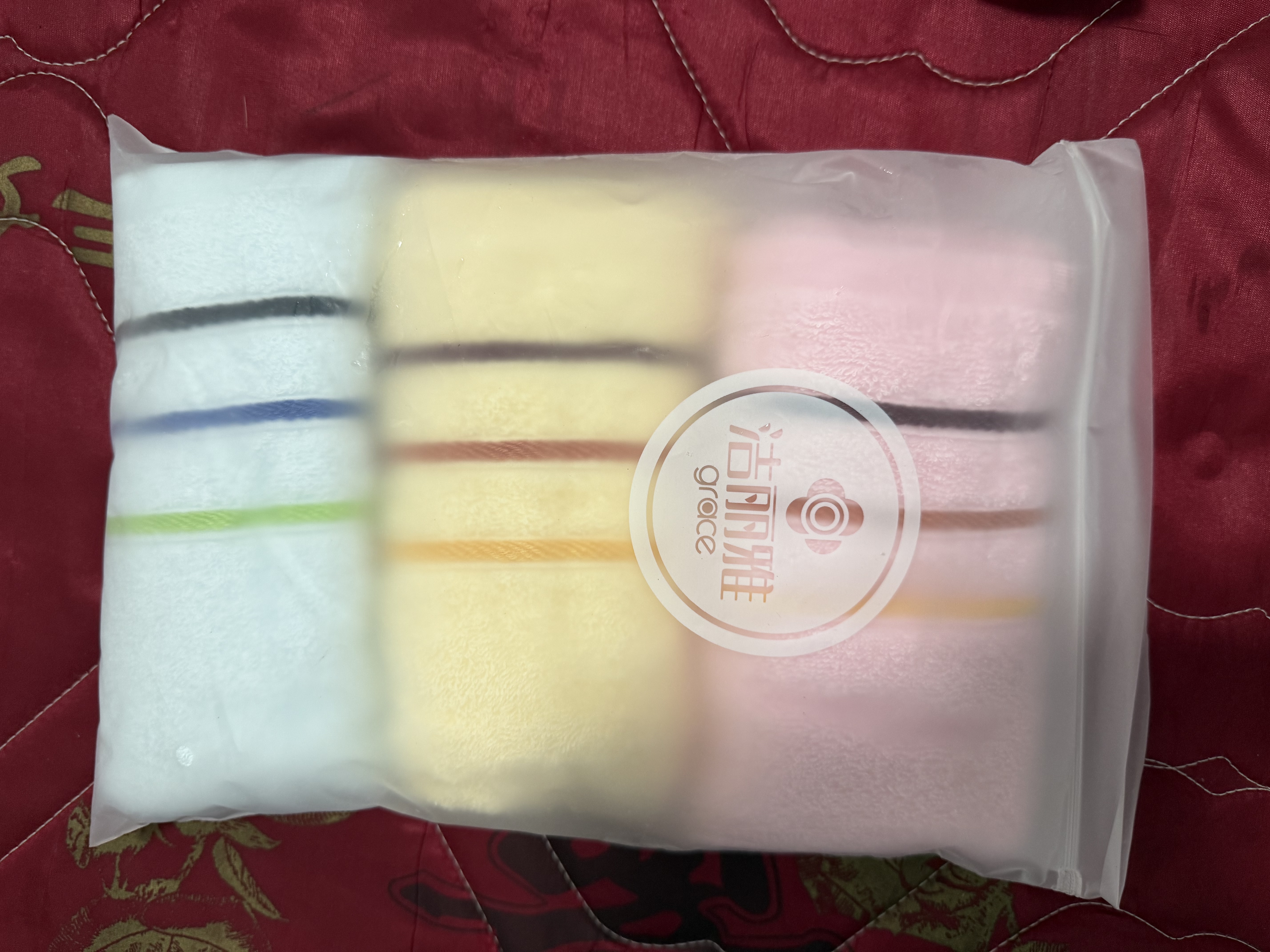 洁丽雅（Grace）抗菌毛巾4条装纯棉强吸水条纹洗脸洗澡毛巾 72*34cm 90g/条 实拍图