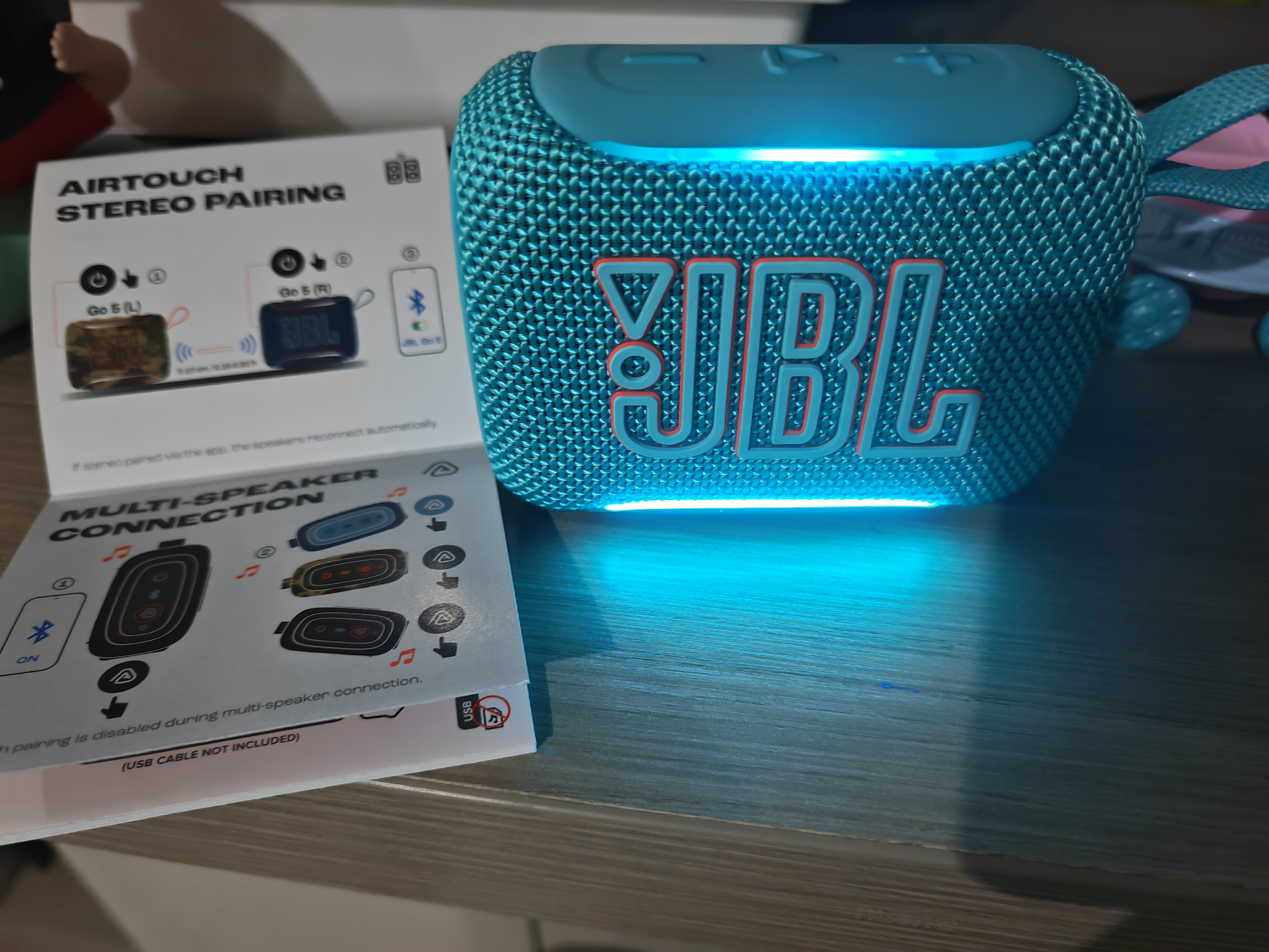 JBL GO5 音乐金砖五代 蓝牙音箱 便携迷你音箱 户外徒步骑行 防水音箱 低音炮音响 礼物音箱 晴空蓝 实拍图