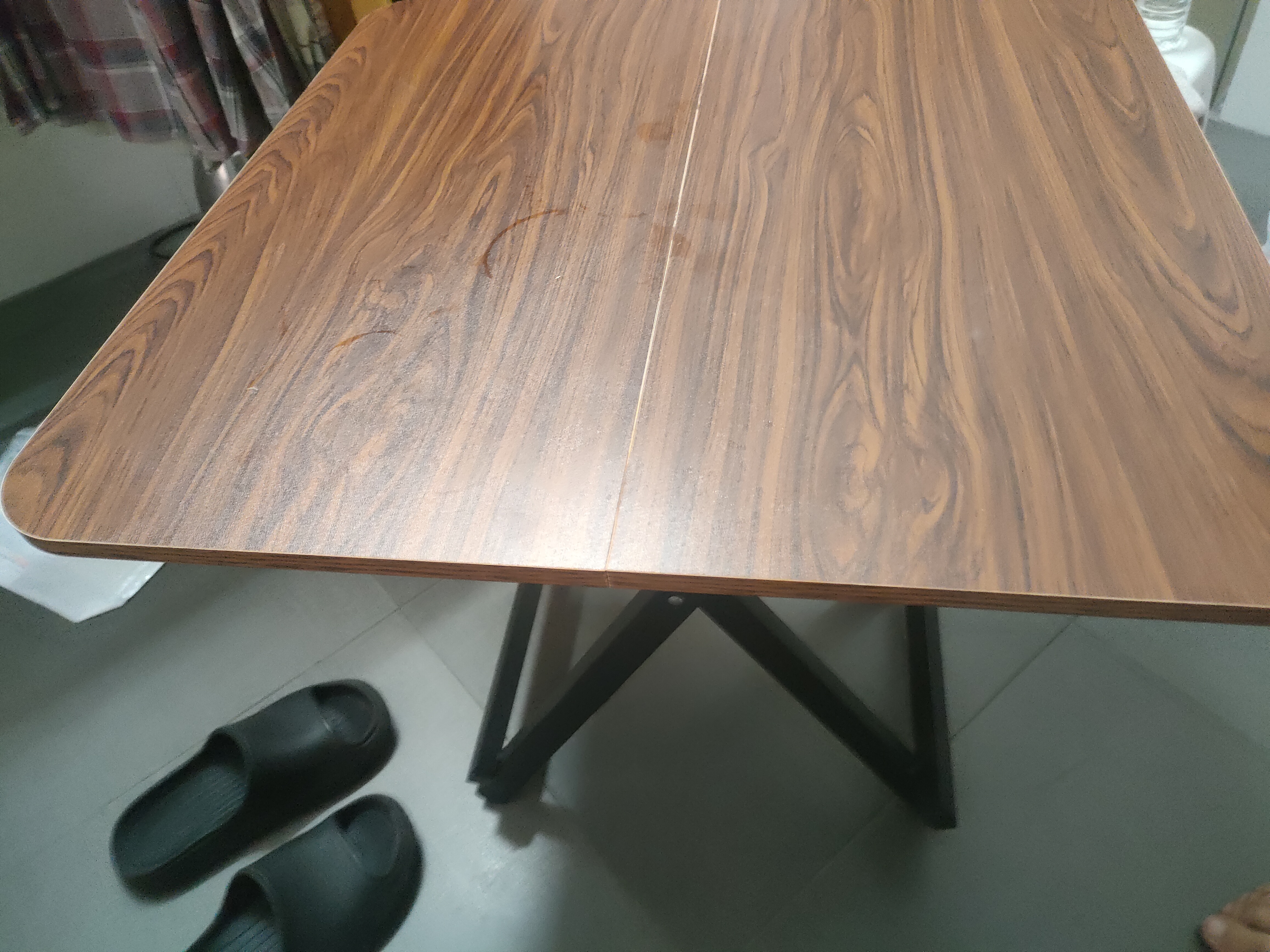 【不用安装】折叠桌餐桌家用简易饭桌出租屋小桌子便携式方桌桌子 深木纹-长60宽60高54cm【免安装】 实拍图