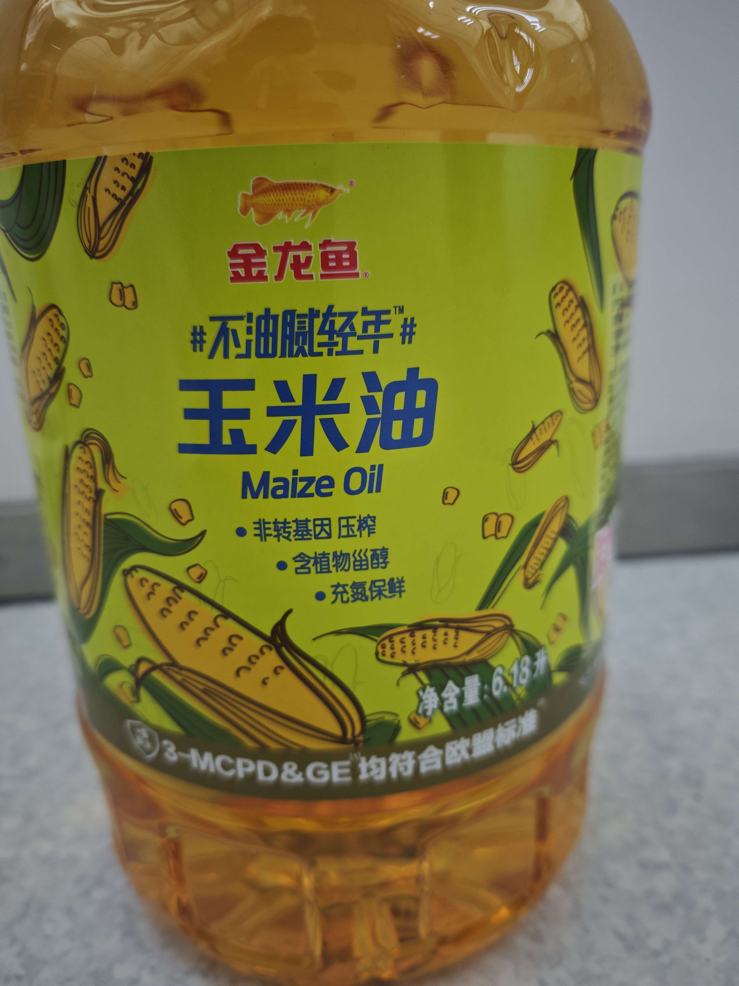 金龙鱼 食用油 非转基因 物理压榨玉米油6.18L（蕴含植物甾醇） 实拍图
