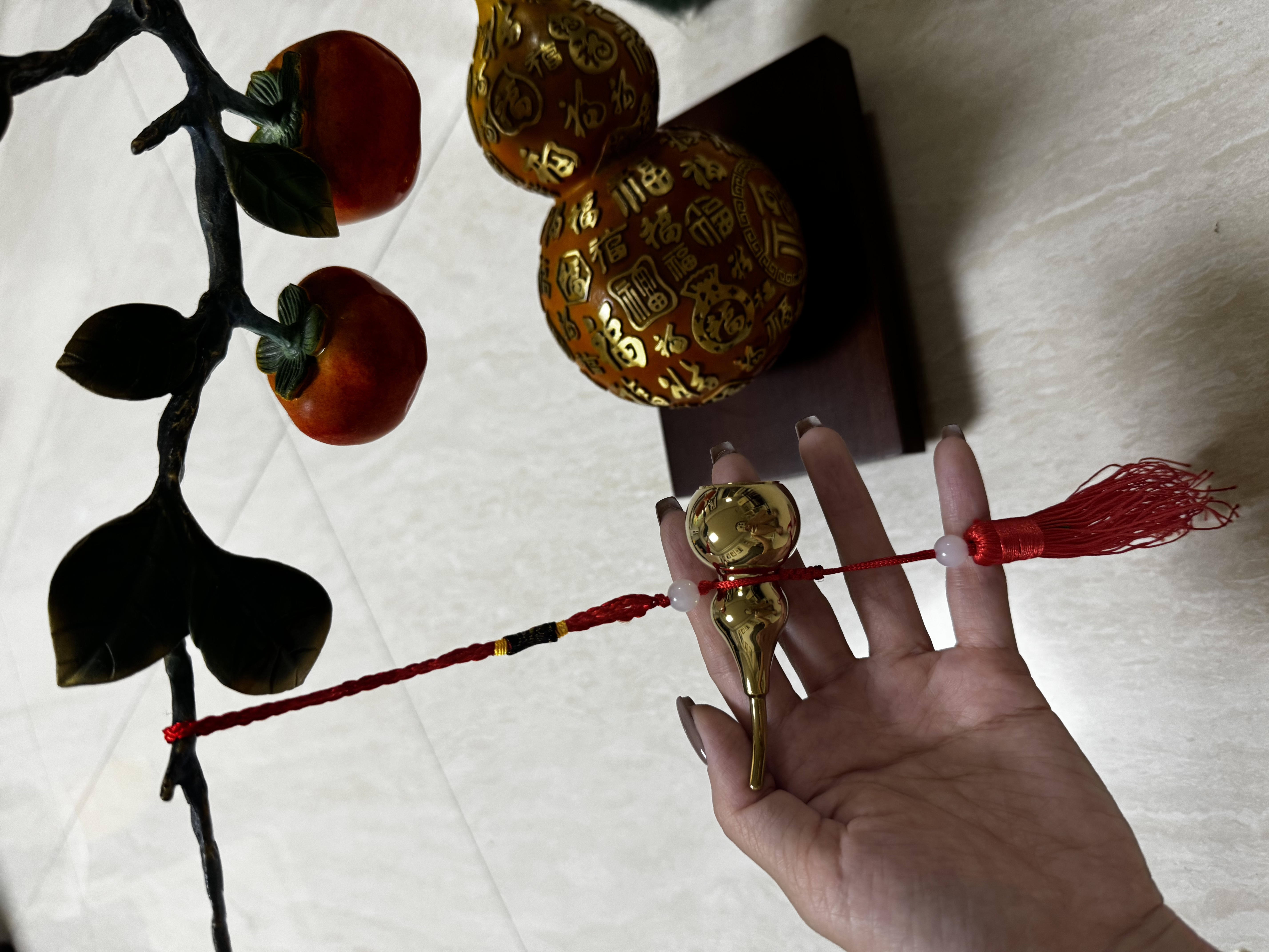 缤越黄铜葫芦挂件开口葫芦带朱砂铜葫芦摆件客厅办公室装饰约6.6cm高 实拍图