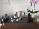 大板茶桌椅组合一桌五椅新中式茶几简约办公室泡茶台阳台家用HY 【胡桃色】工字脚桌+1围椅+4月牙椅丨石盘款 1.6米新中式四抽屉款 实拍图