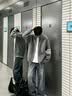 趣米乐三条杠针织衫毛衣套装男春秋季宽松潮牌痞帅青少年搭配衣服三件套 灰色针织衫+白色长T+复古蓝牛仔裤 XL 实拍图