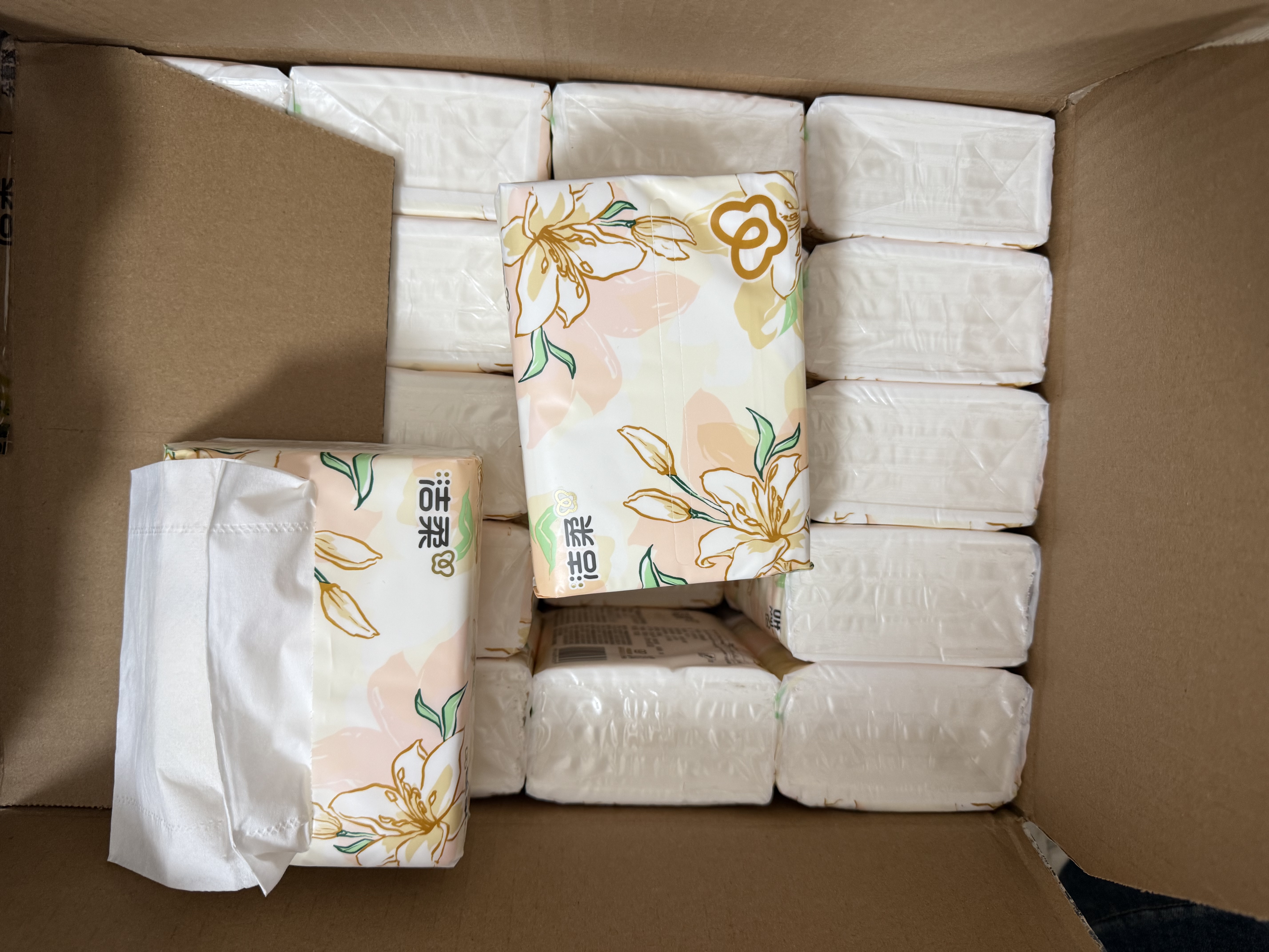 洁柔抽纸 繁花系列3层100抽*40包 可湿水面巾纸 柔韧纸巾卫生纸 整箱 实拍图