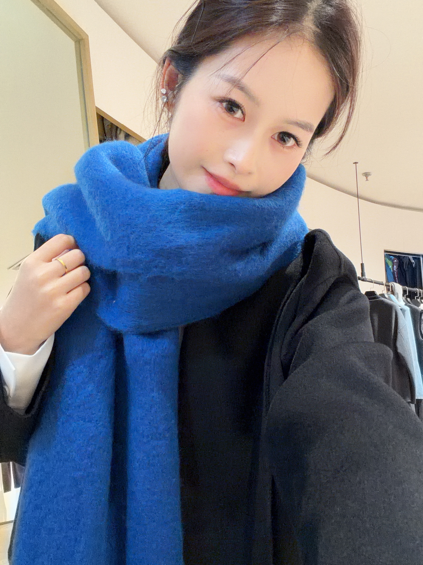 浩冠纯色高级氛围感围巾女士冬季韩版学生百搭加厚披肩保暖情侣围脖男 实拍图