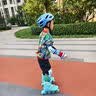 米高轮滑鞋儿童溜冰鞋男童初学中小学滑轮滑冰旱冰鞋直排轮S3套装蓝M 实拍图
