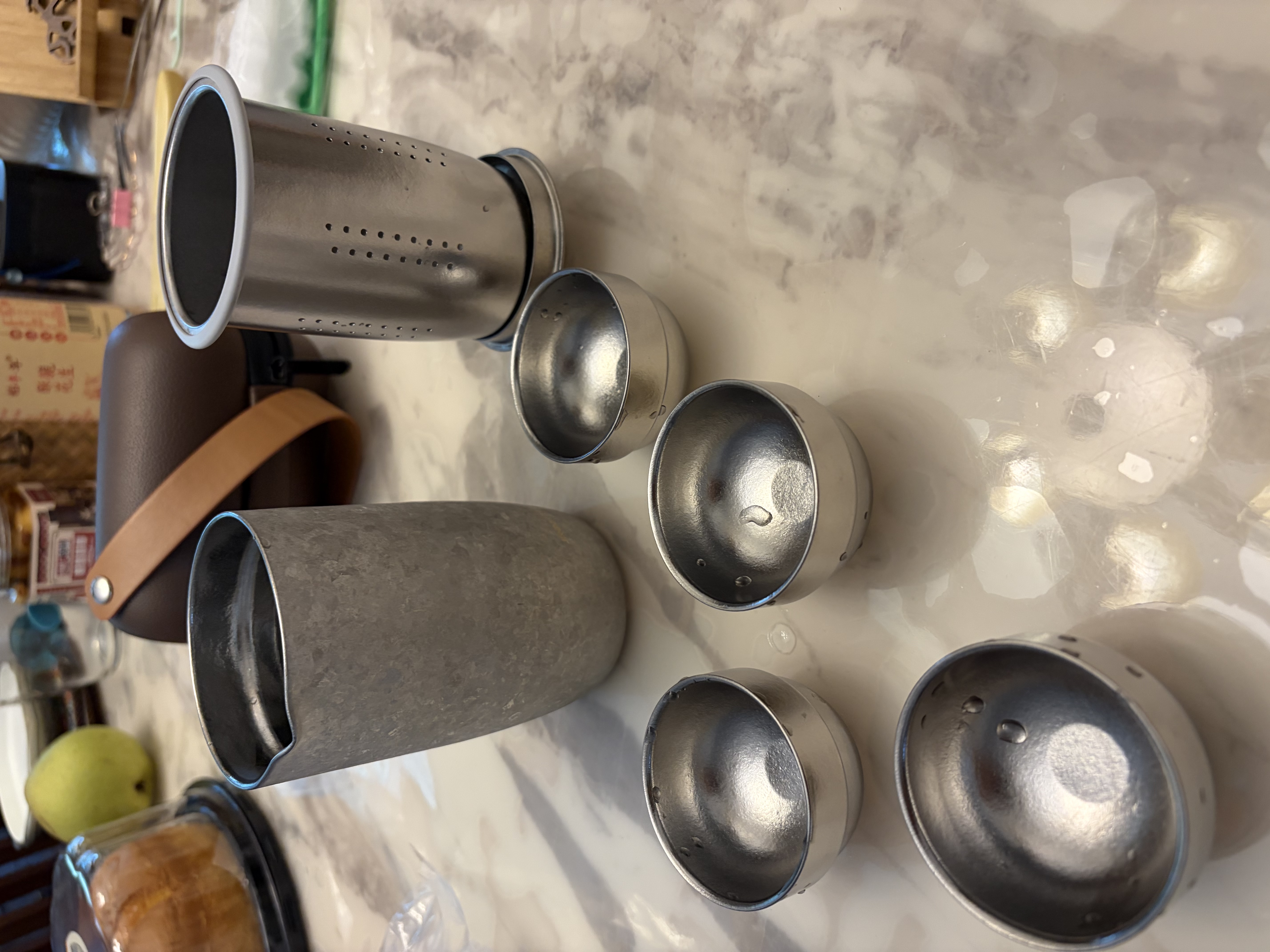 JRINKTEEA日本品牌内外纯钛旅游茶具防烫手钛茶壶茶水分离功夫茶杯套装盖碗 Riko纯钛茶具陨花银套装 一壶4杯 （真空防烫） 实拍图