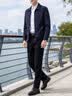 罗蒙外套男秋季商务男士翻领行政夹克上衣干部厅局风爸爸装i8藏青XL 实拍图