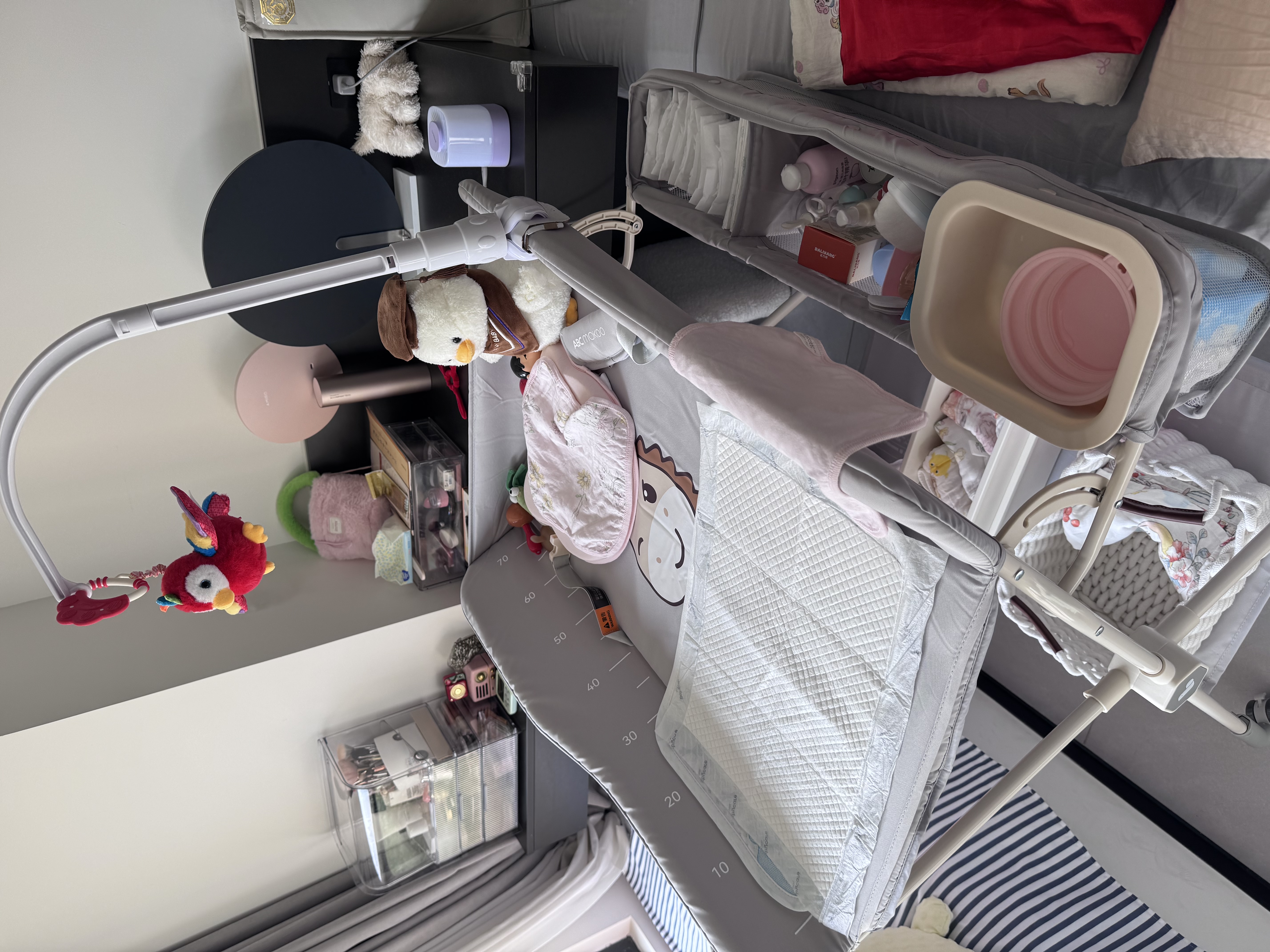 ABCMOKOO赛缇尿布台婴儿护理台新生儿多功能按摩抚触换尿布-卡通轻奢灰 实拍图