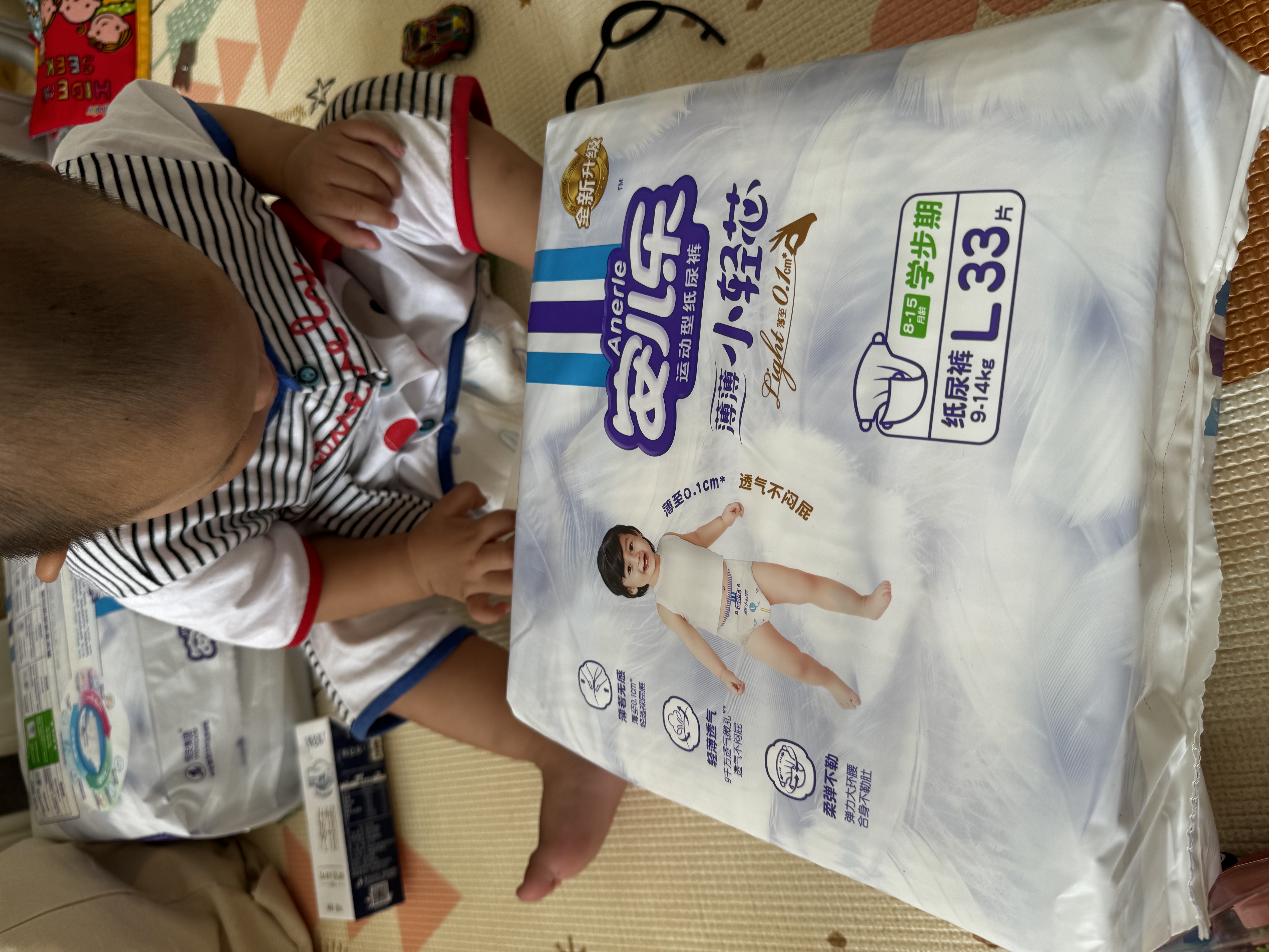 安儿乐（Anerle）【未检出甲酰胺】小轻芯纸尿裤L66片(9-14kg) 婴儿超薄透气尿不湿 实拍图