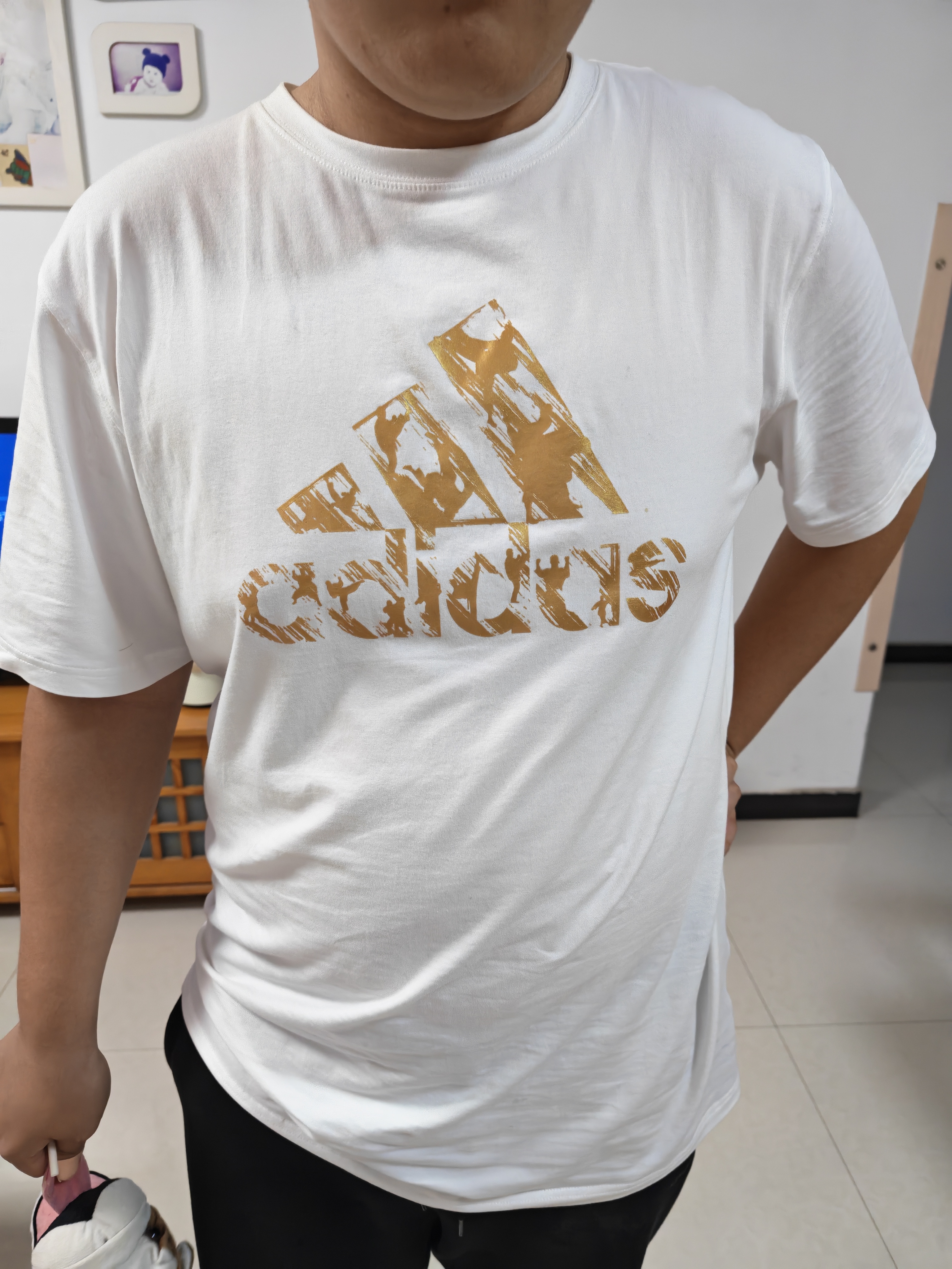 阿迪达斯（adidas）【特价清仓】夏季男女同款短袖男T恤跑步健身运动速干 白金 3XL 实拍图