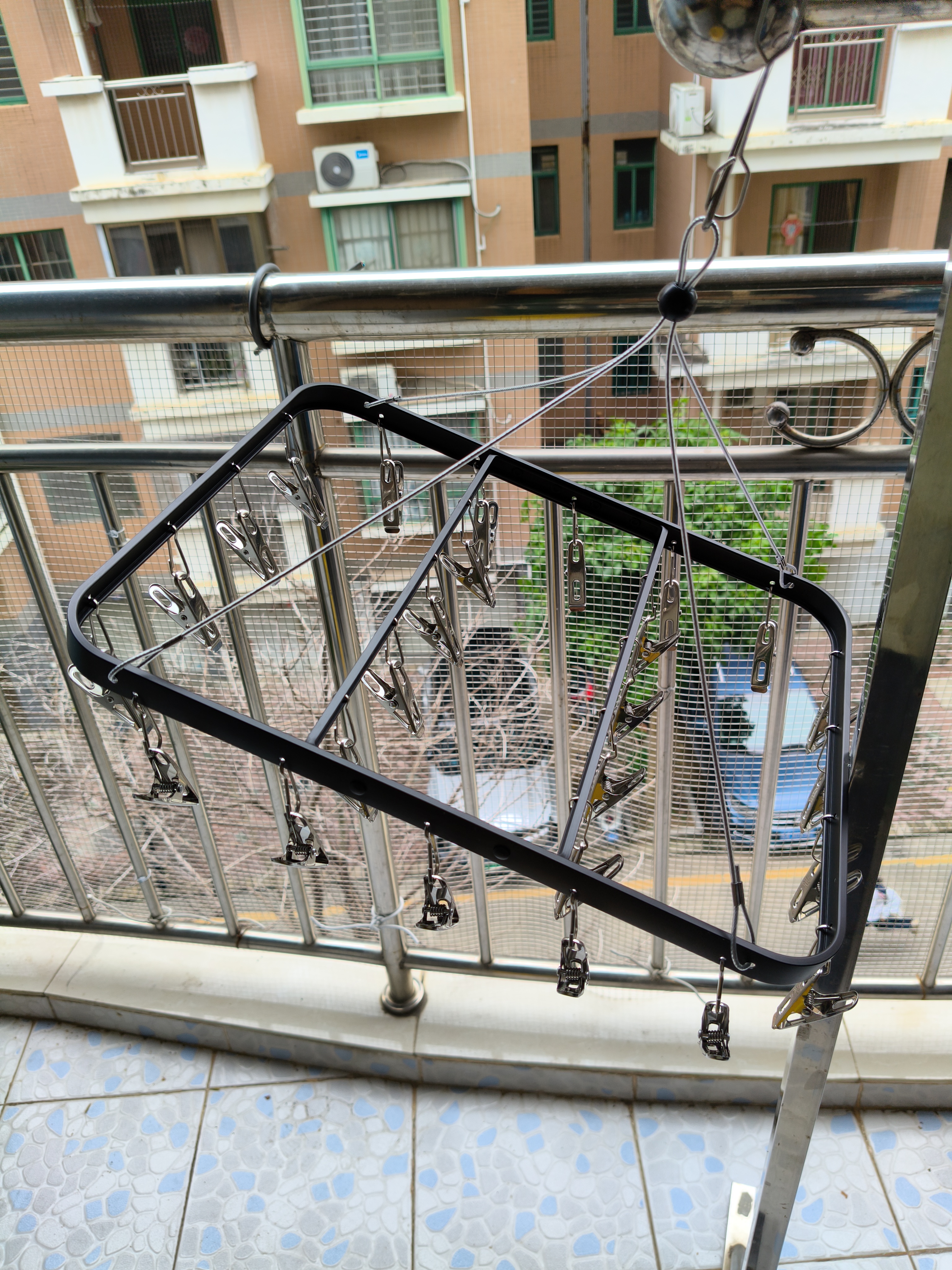 佳帮手晾衣架多夹子晒袜子神器铝合金晾晒架阳台家用多功能晒内衣夹26夹 实拍图