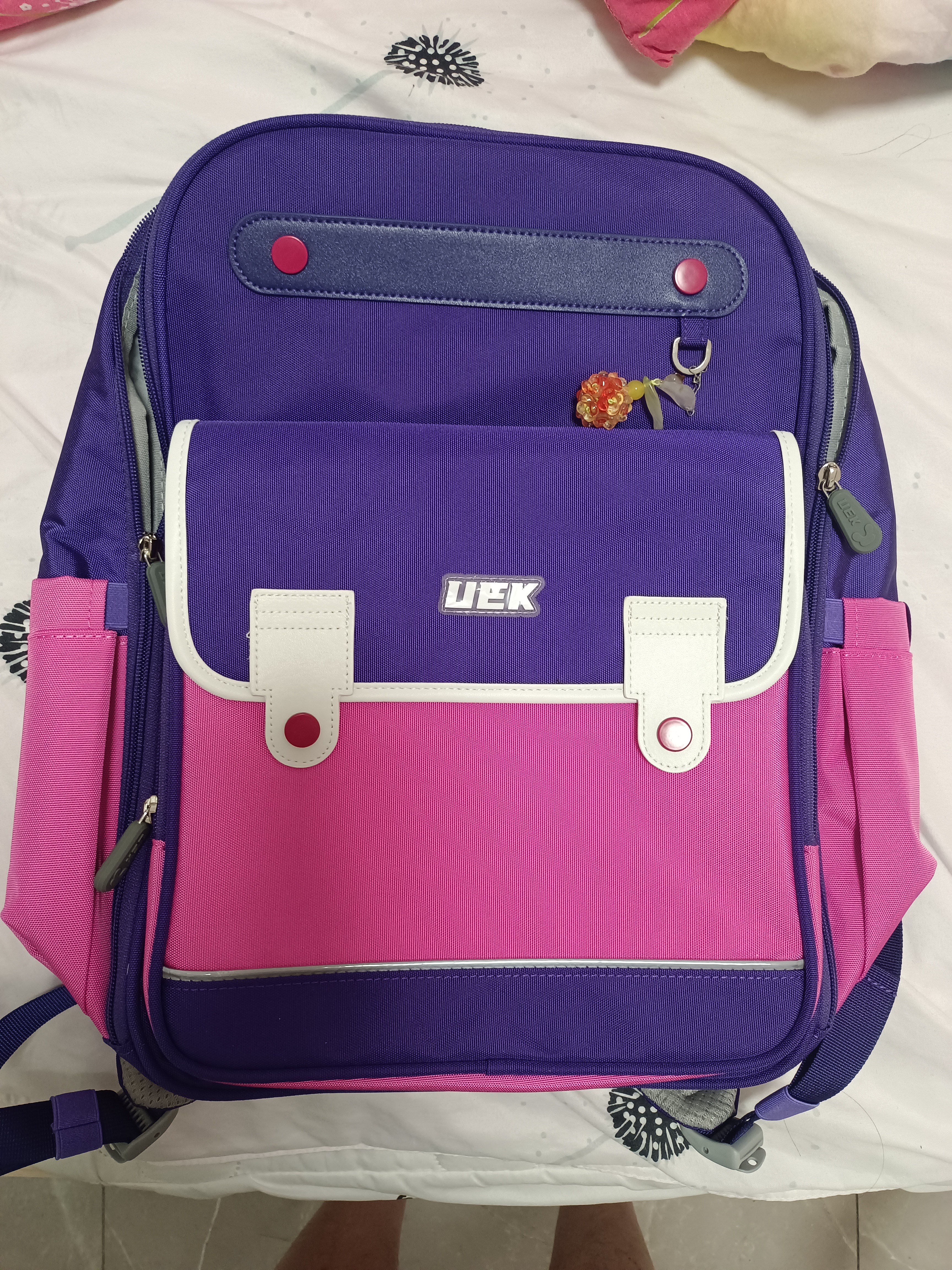 UEK小学生书包减负护脊书包女生儿童3-6年级背包英伦双肩包深紫色 实拍图