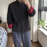 JEEP SPIRIT棉麻套装唐装男中老年爸爸装中国风秋季长袖休闲中式衣服 黑色 【立体剪裁】 M 100-120 晒单实拍图