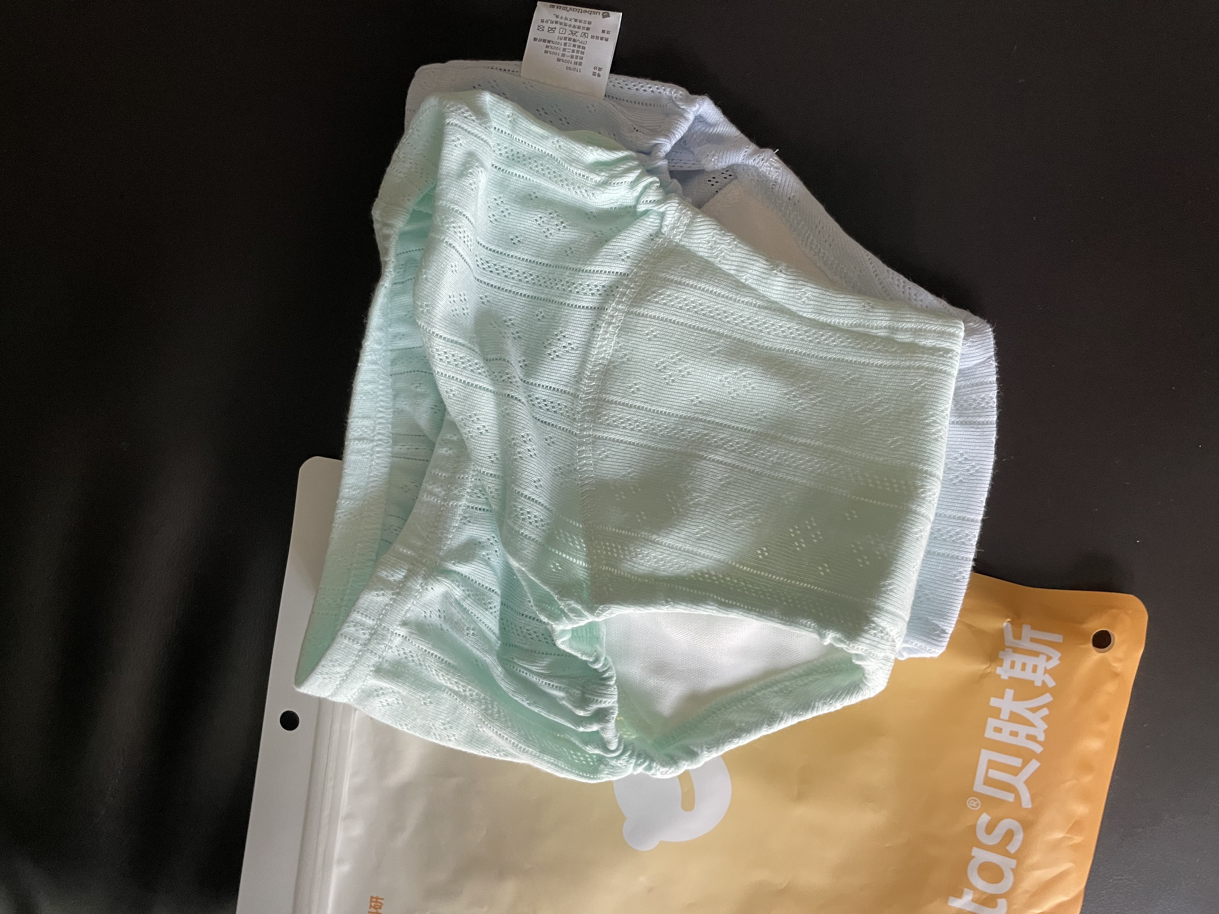 贝肽斯尿布婴儿纱布如厕训练裤隔尿可水洗宝宝戒尿不湿110码2条装 蓝绿 实拍图
