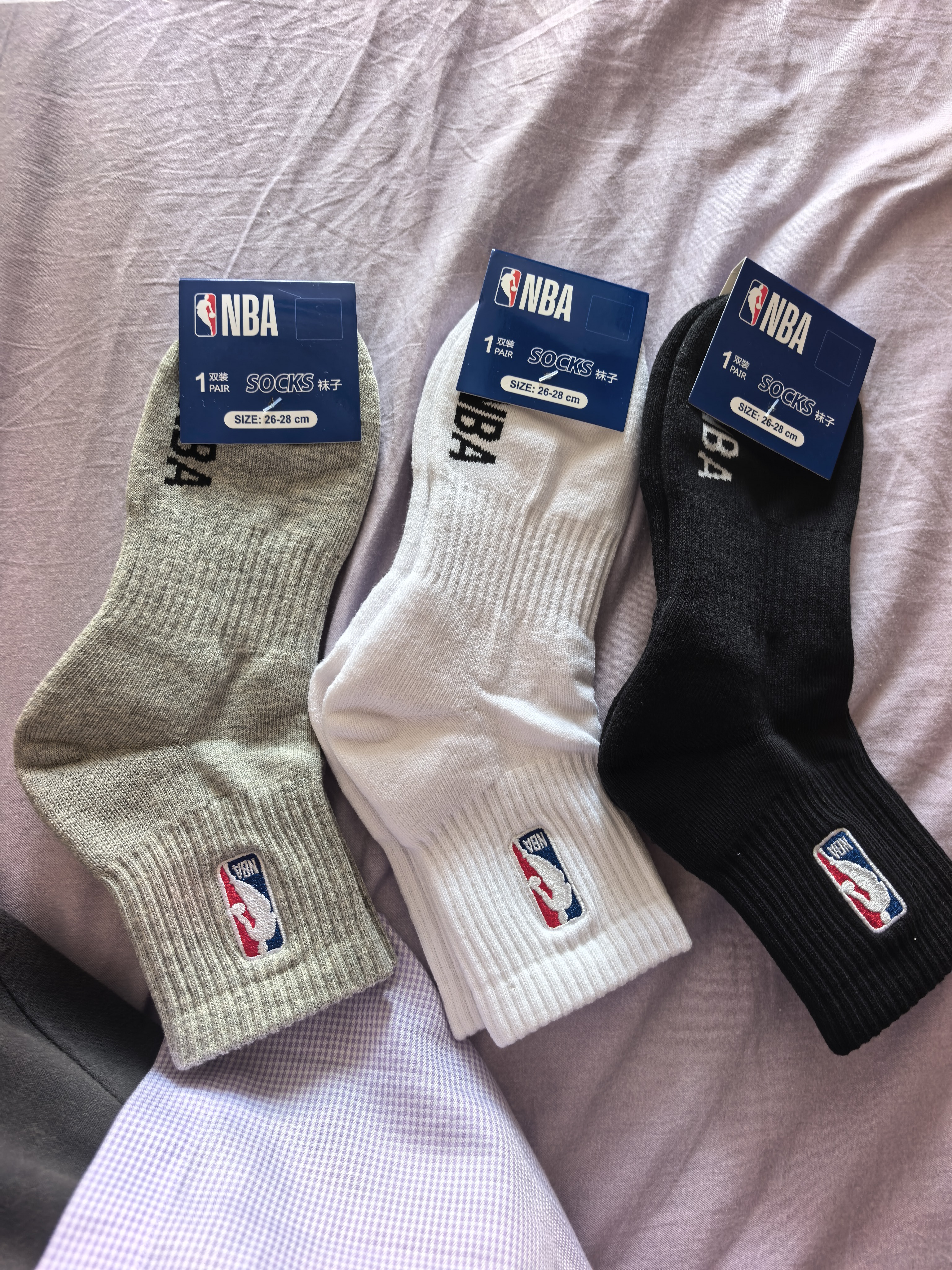 NBA袜子男士中筒运动袜秋冬毛巾底加厚毛圈保暖精梳棉跑步篮球袜3双 实拍图
