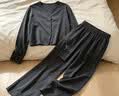 古今（GUJIN）春夏季新品长袖开衫睡衣女家居服可外穿睡裤镂空设计高级感套装L 实拍图