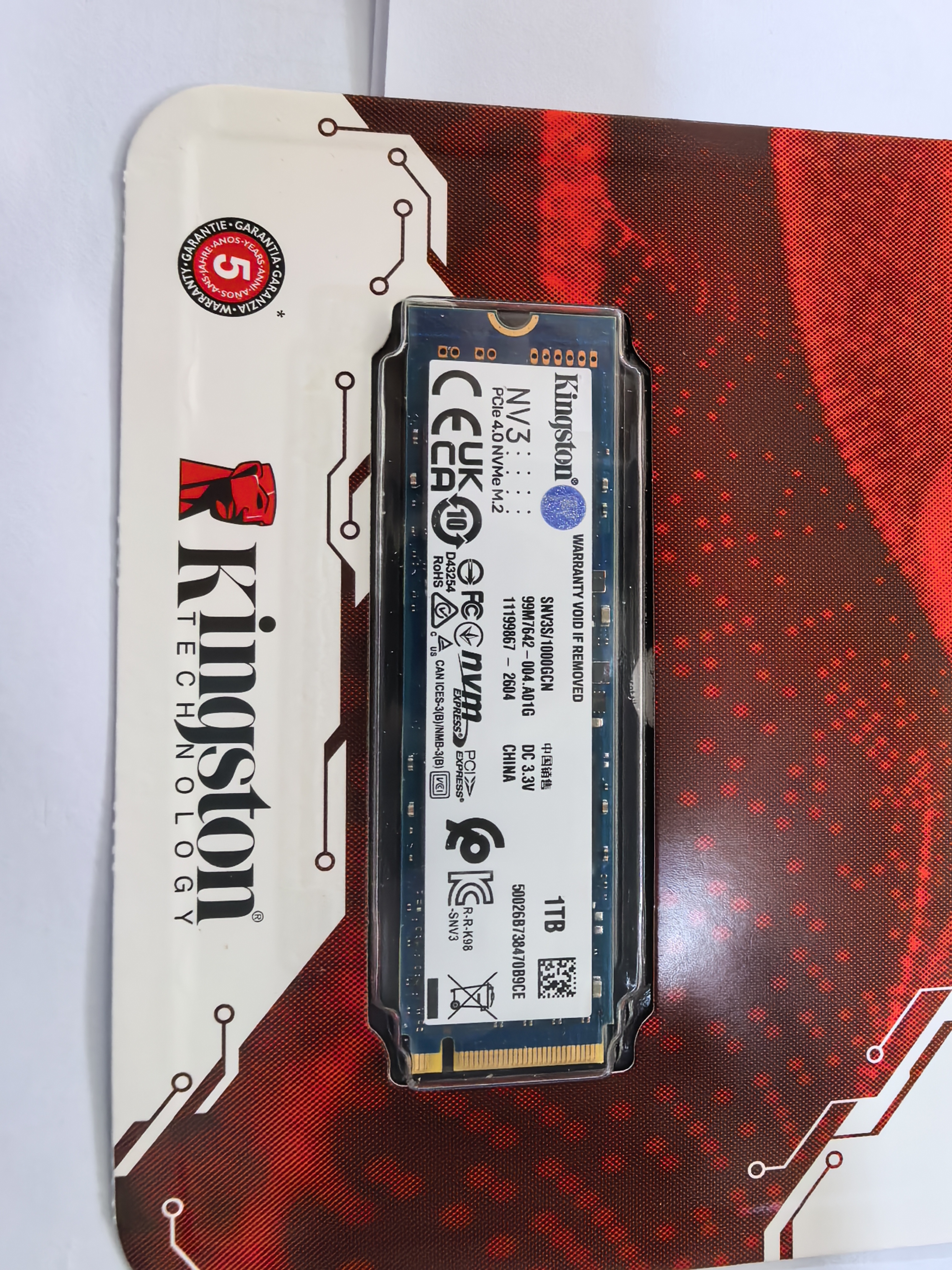 金士顿（Kingston）1TB SSD固态硬盘 M.2(NVMe PCIe 4.0×4) NV3系列 读速6000MB/s AI 电脑配件 实拍图