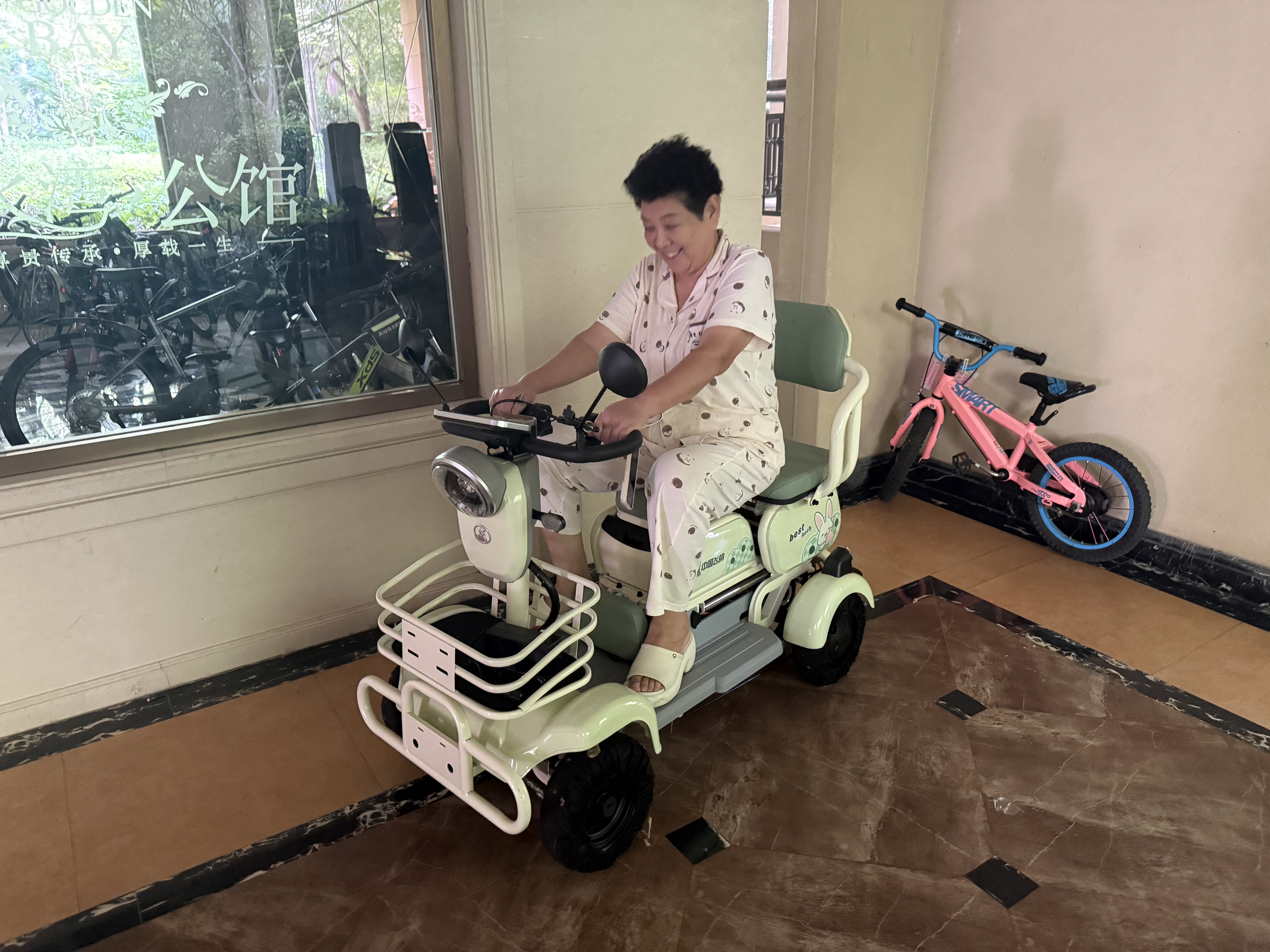 飞鸽四轮老年人代步电动车最新款接送小孩小型电瓶车防侧翻带电磁刹车 600W48V24A黑金超威电池续航85里 实拍图