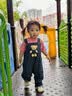 幼歌（YOUGE） 婴幼儿春秋新款小熊牛仔爬服男女宝宝背带裤卡通连体衣 牛仔蓝1(110-120不开档） 80 cm 实拍图