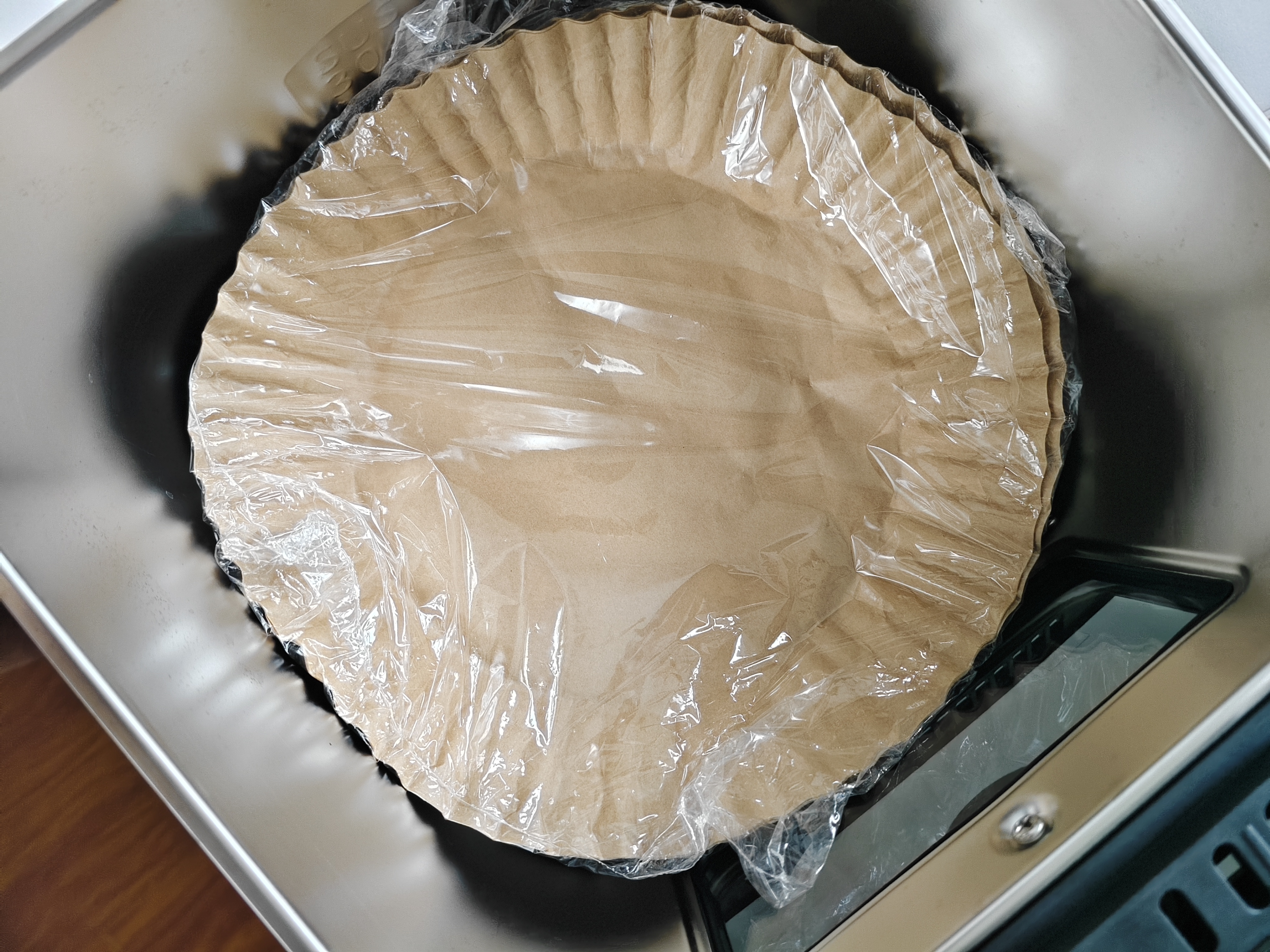 空气炸锅纸盘家用吸油纸垫食物烤箱烘焙硅油纸锡纸烧烤工具盘烤盘 空气炸锅纸50只装 实拍图