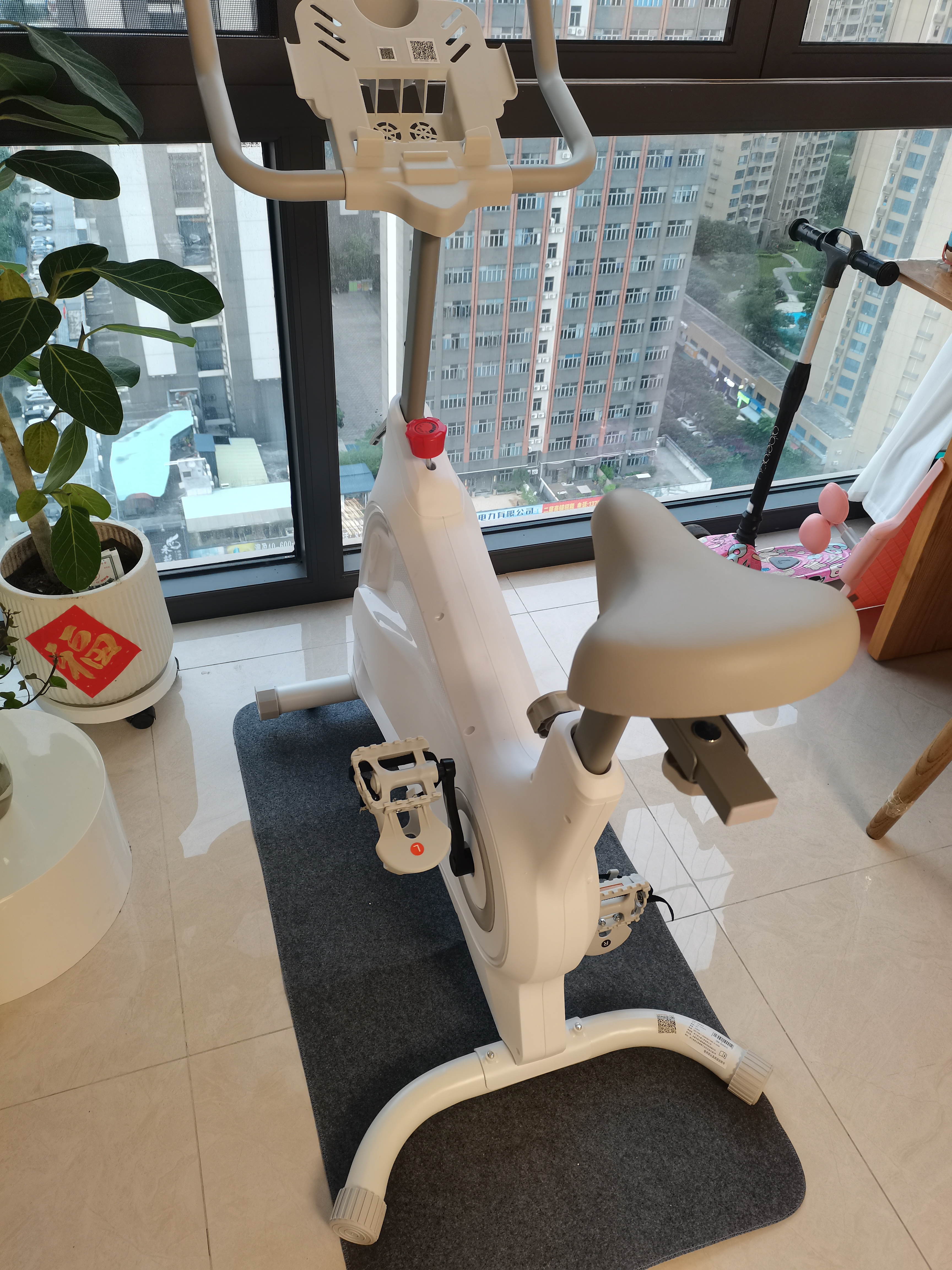 英尔健动感单车家用有氧运动健身器材磁控调阻室内自行车精巧静音脚踏车 [标准款-白]物理阻力/14斤飞轮组/静音/蓝牙多人对战 实拍图