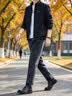 罗蒙（ROMON）外套夹克男士秋季潮流商务休闲厅局风行政立领上衣男装KJ11黑XL 实拍图