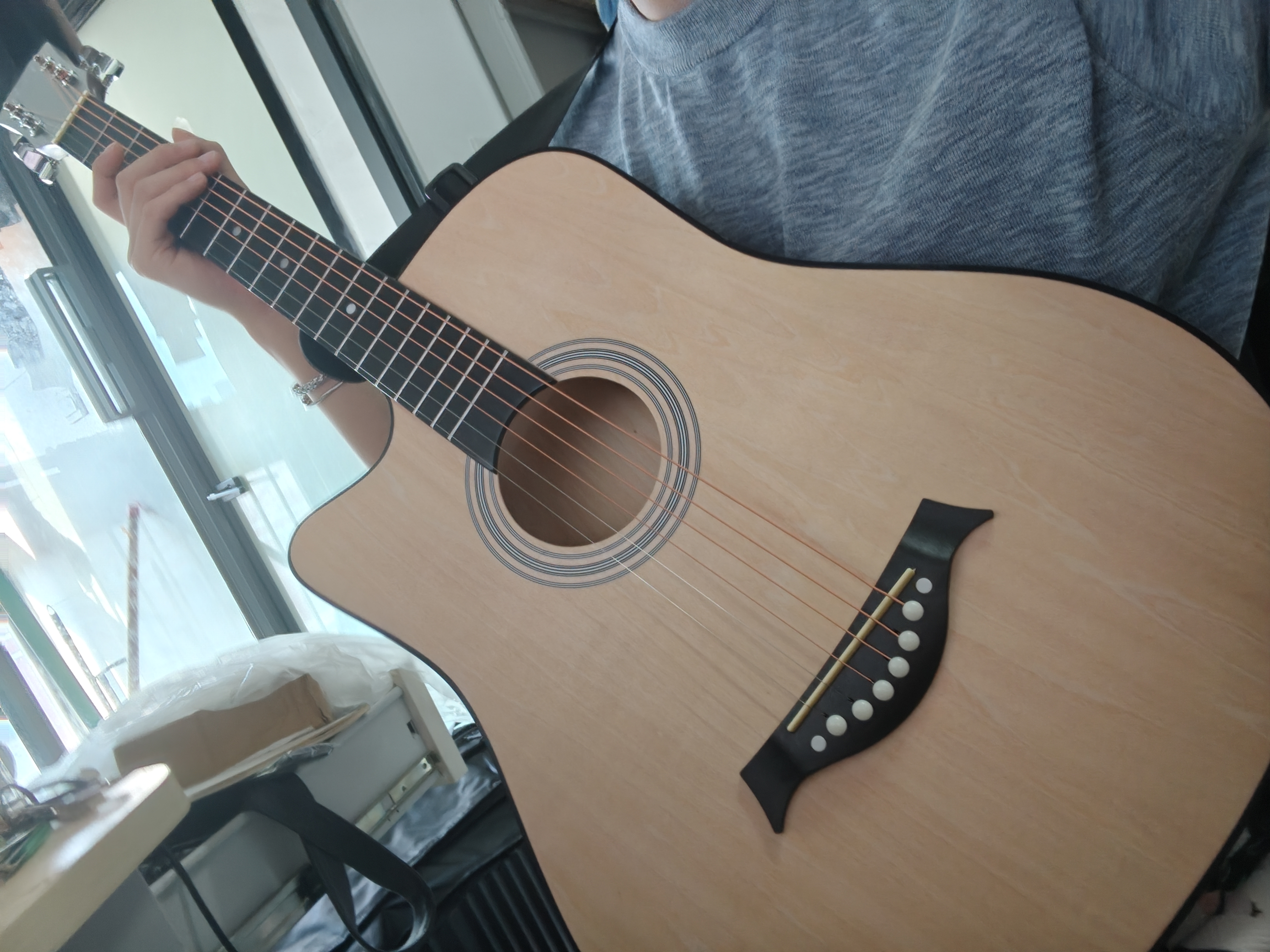 维卡斯（WEIKASI）民谣吉他初学者木吉他单板新手入门练习琴guitar吉它学生男女乐器 38英寸原木色+礼包【初学推荐】 实拍图