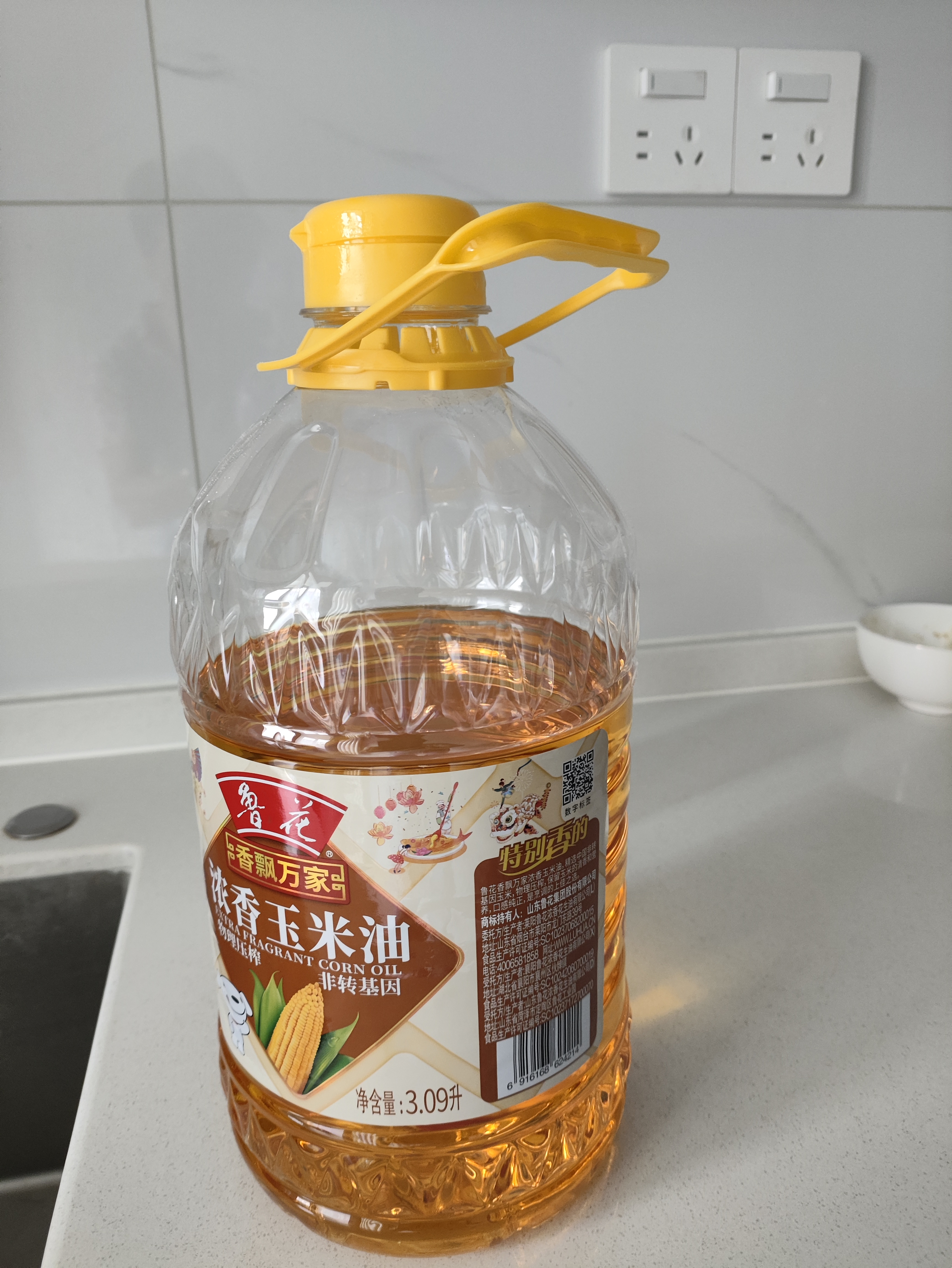 鲁花食用油 非转基因 玉米油3.09L香飘万家 实拍图