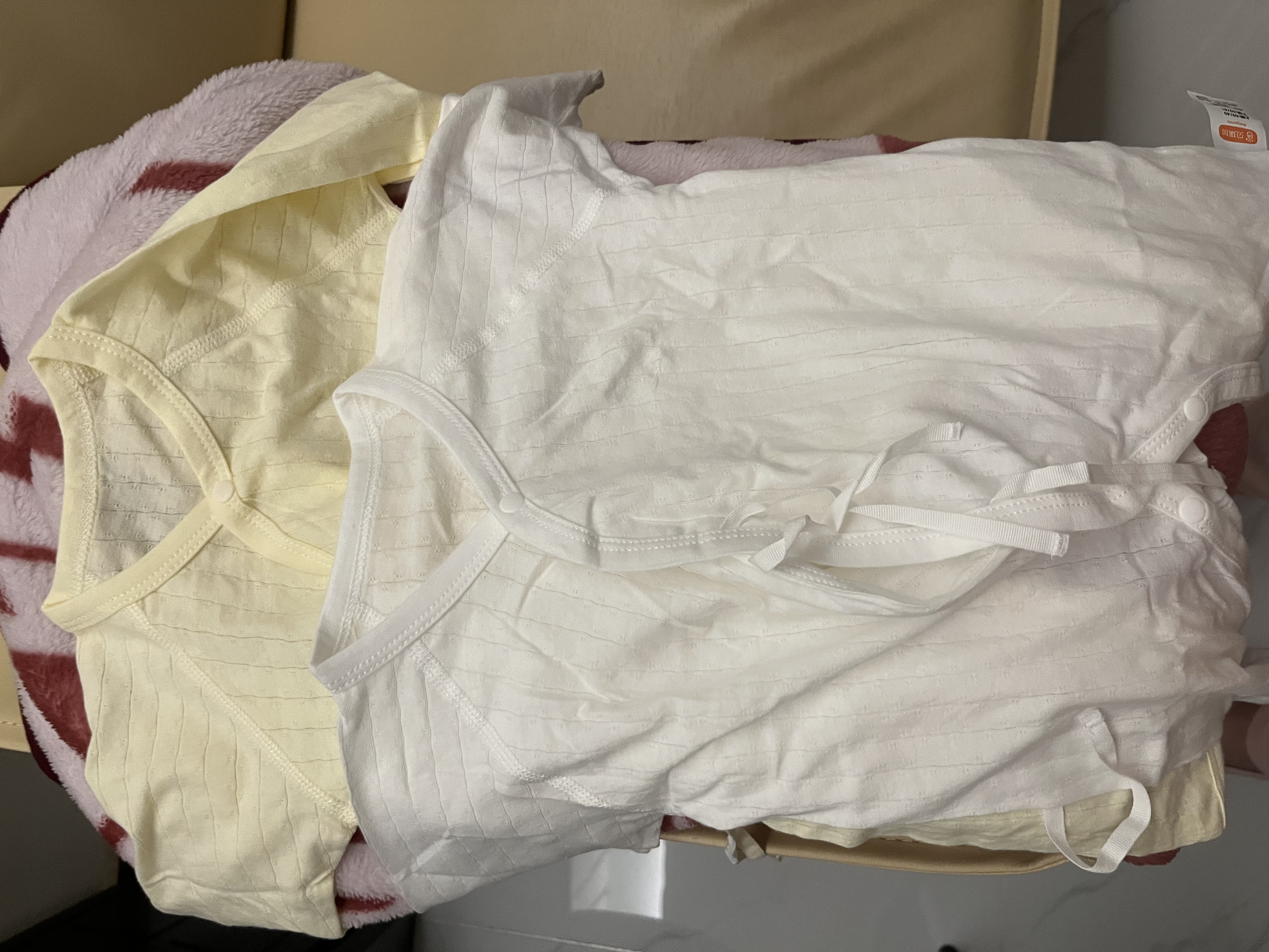 贝瑞加（Babyprints）婴儿连体衣2件装新生儿纯棉内衣长袖四季爬服宝宝哈衣薄款 白黄59 实拍图