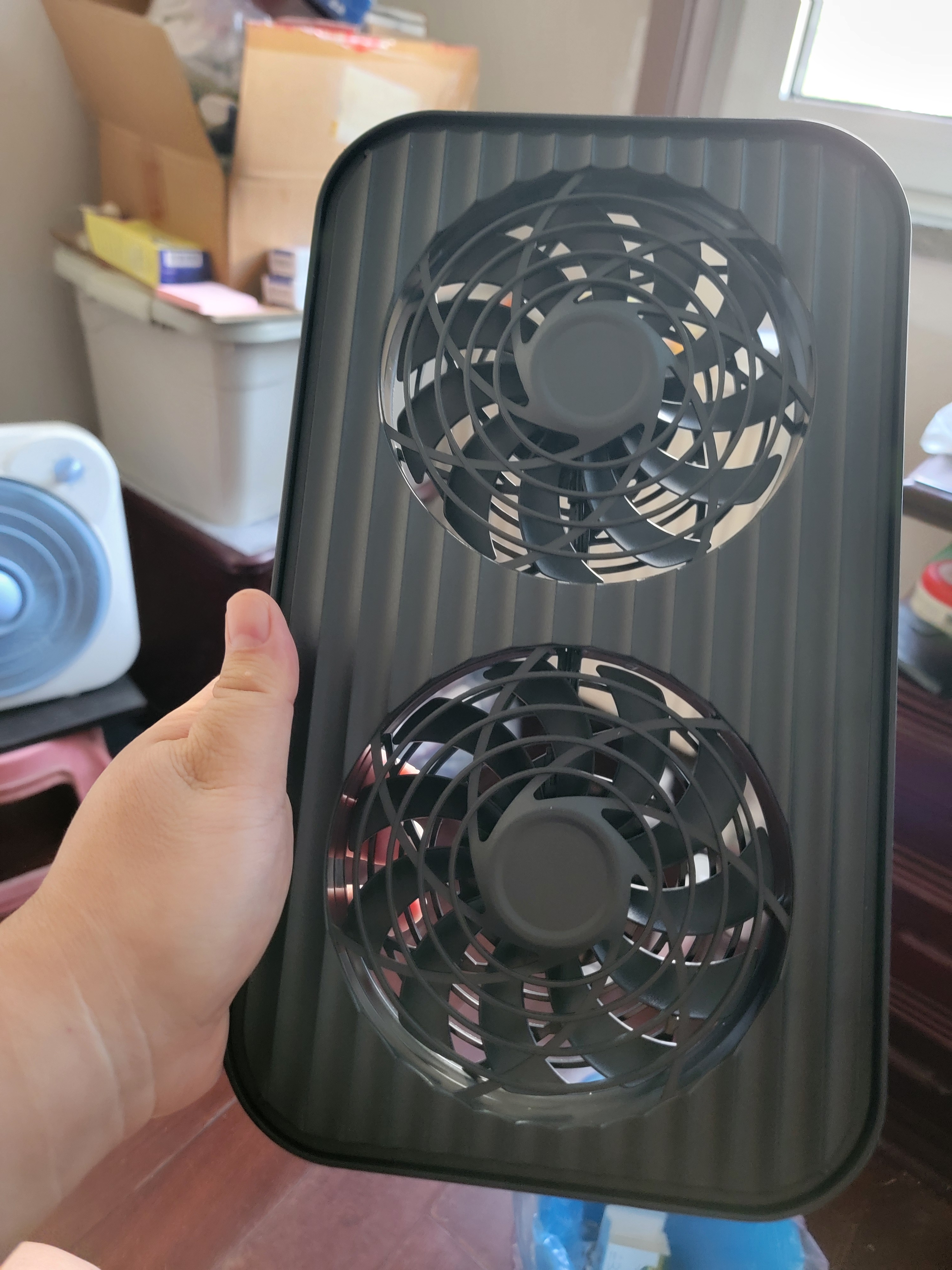 动力火车Z-X4路由器散热器双风扇MINI迷你主机支架大风扇黑色支撑架 USB供电接口 双14CM风扇 实拍图
