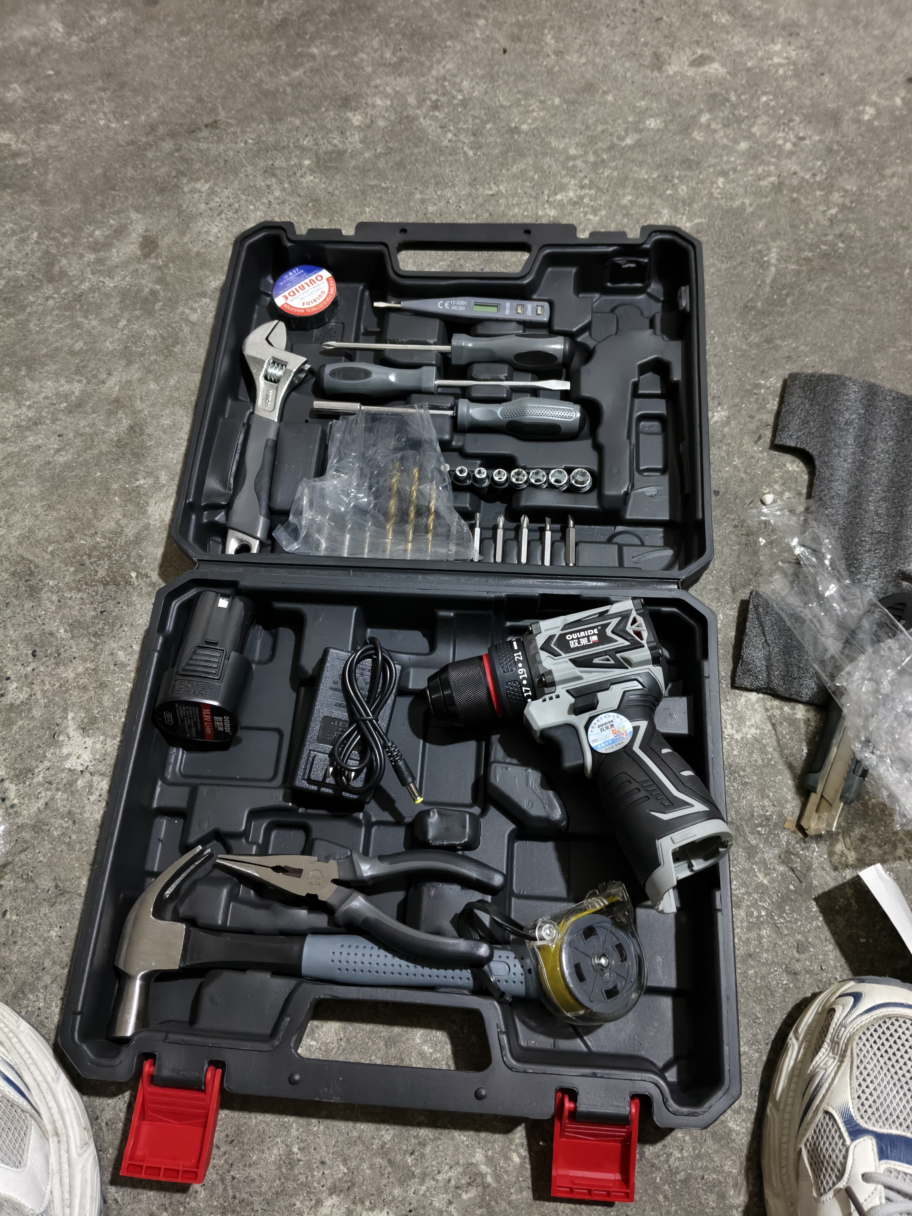 欧莱德无刷16.8v小钢炮全套工具箱套装家用工具箱充电手电钻五金工具箱 无刷小钢炮全套工具套装单电 实拍图