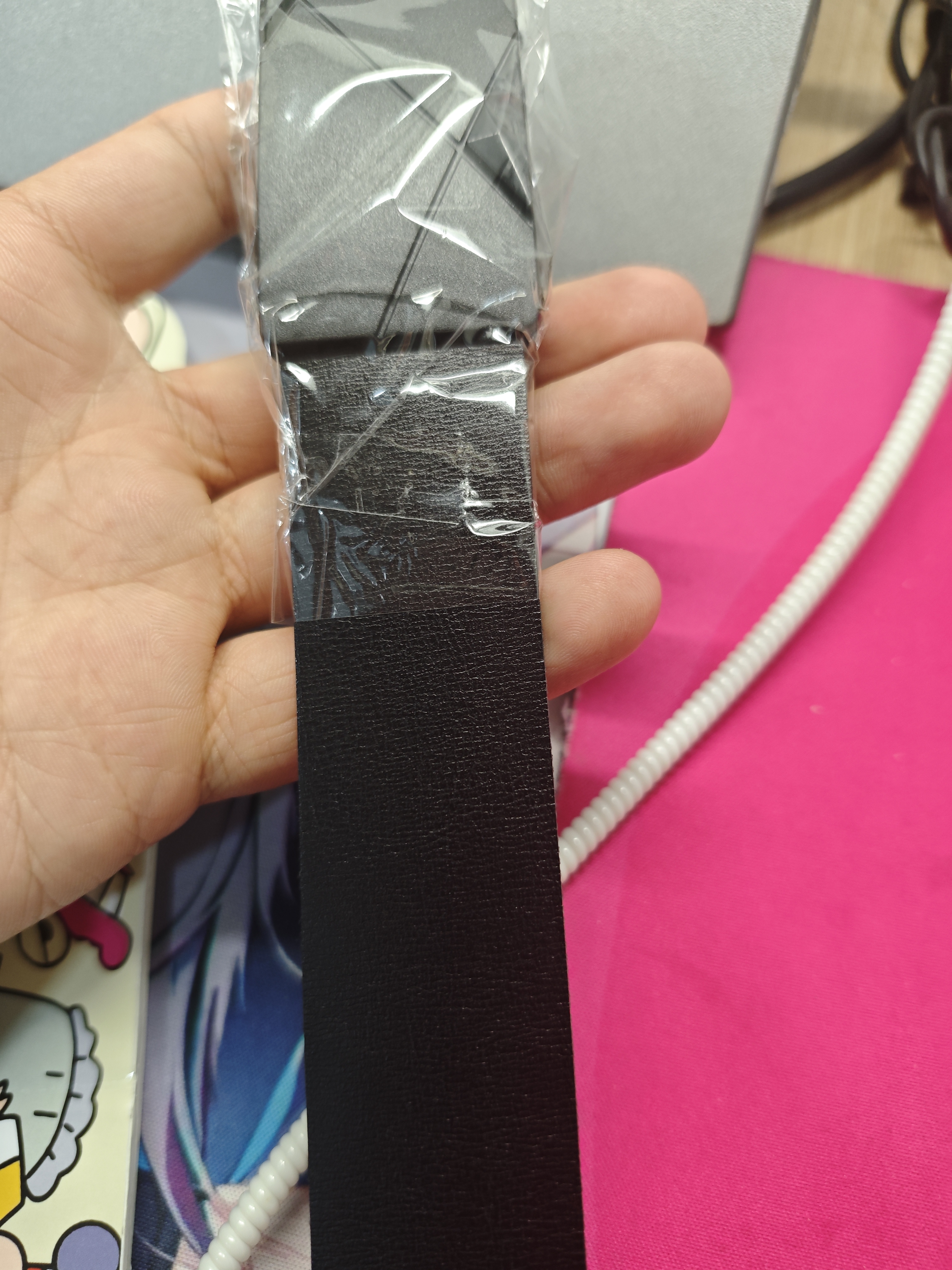 内穿皮带男士软皮自动扣皮腰带中年裤带无牙无孔腰间耐磨 黑色枪扣 130cm 实拍图