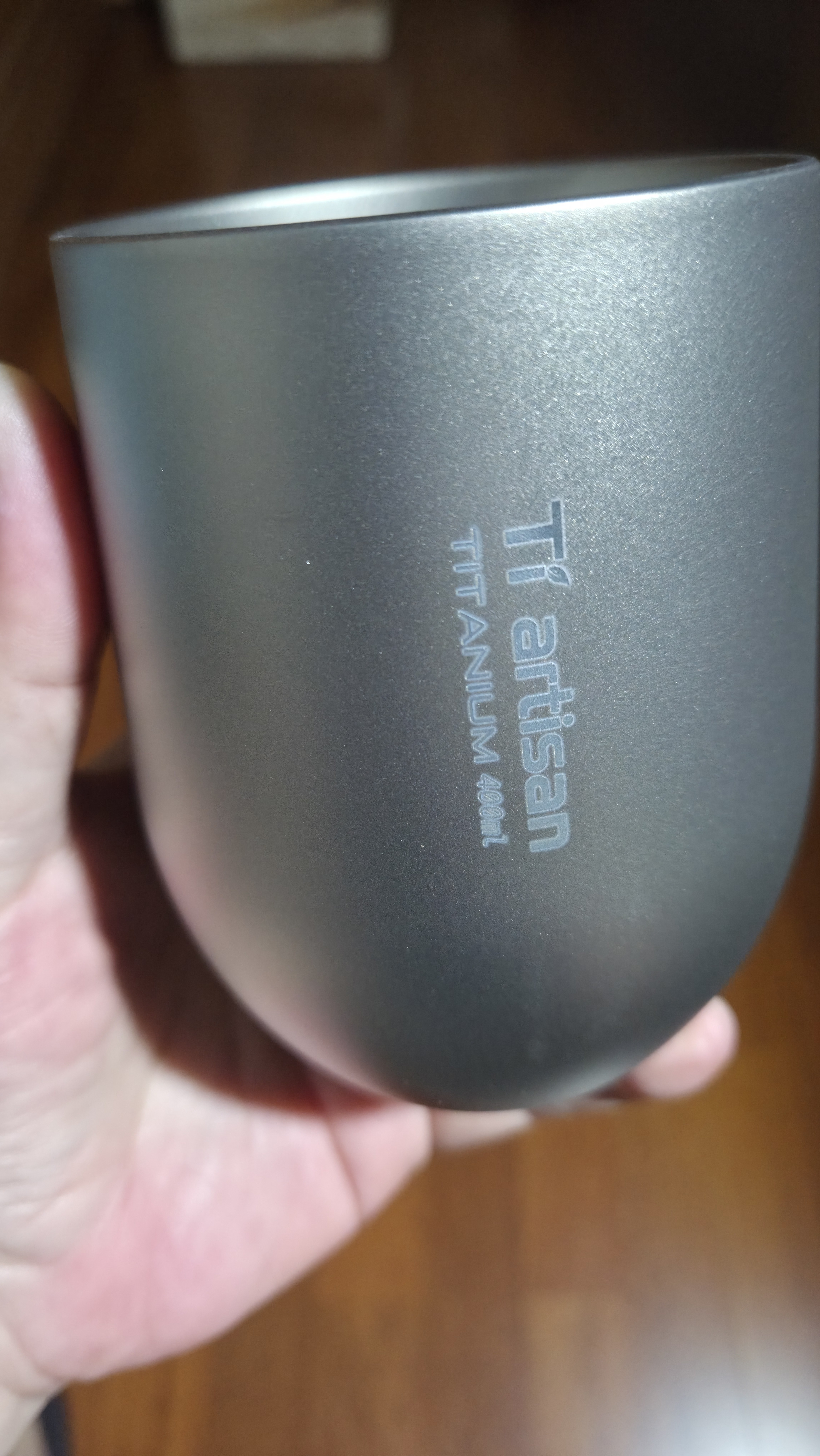 Ti artisan钛工匠户外纯钛水杯双层隔热钛杯露营旅行杯宽口直饮果汁杯咖啡杯 双层钛杯大号-400ML 实拍图